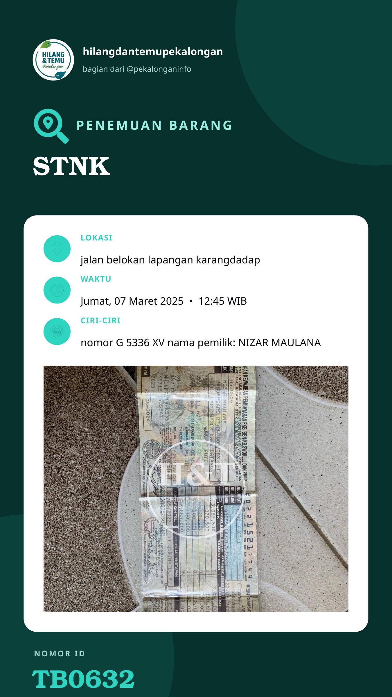 Story 9:16 laporan STNK