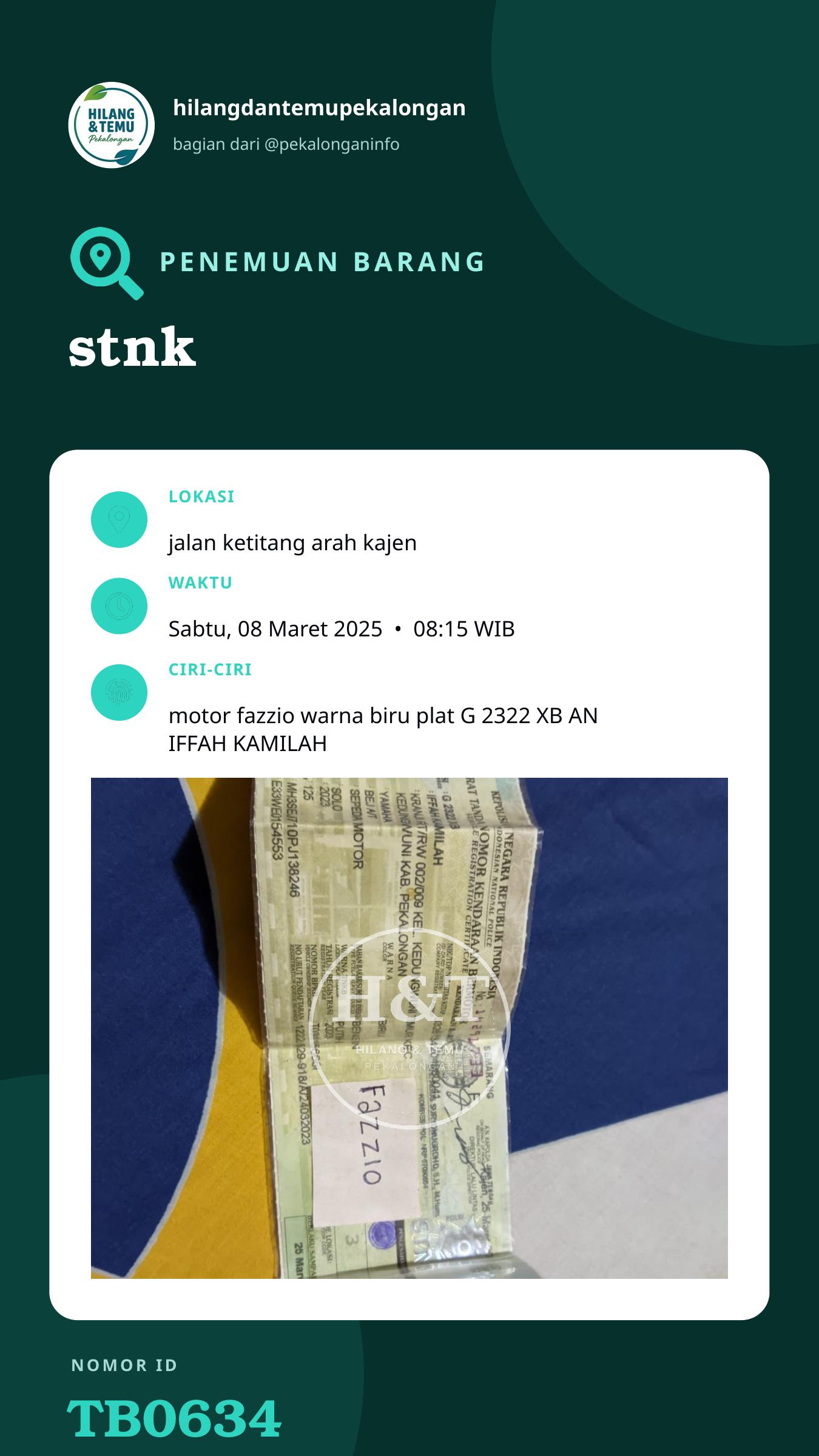 Story 9:16 laporan stnk