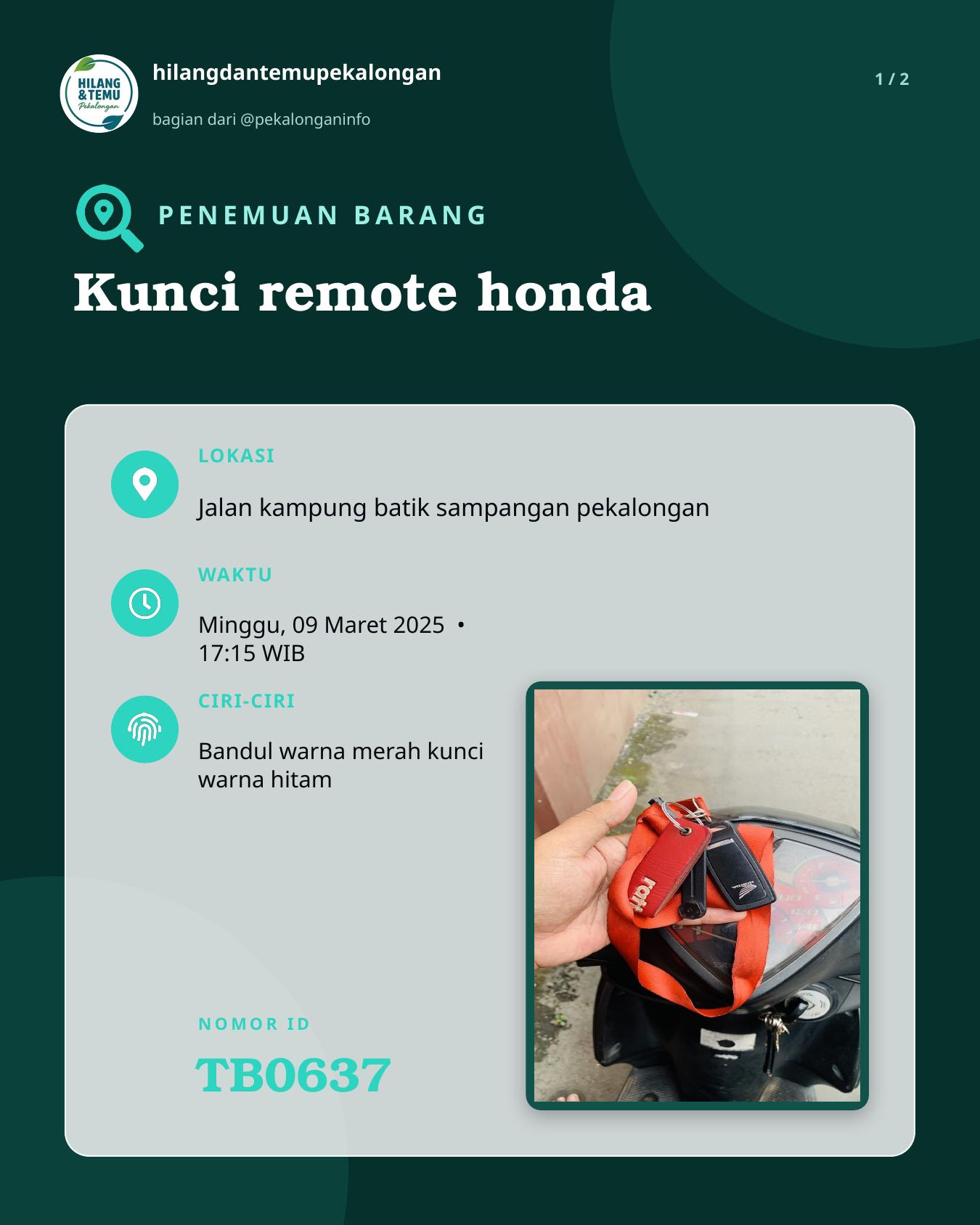 Slide 1 laporan Kunci remote honda