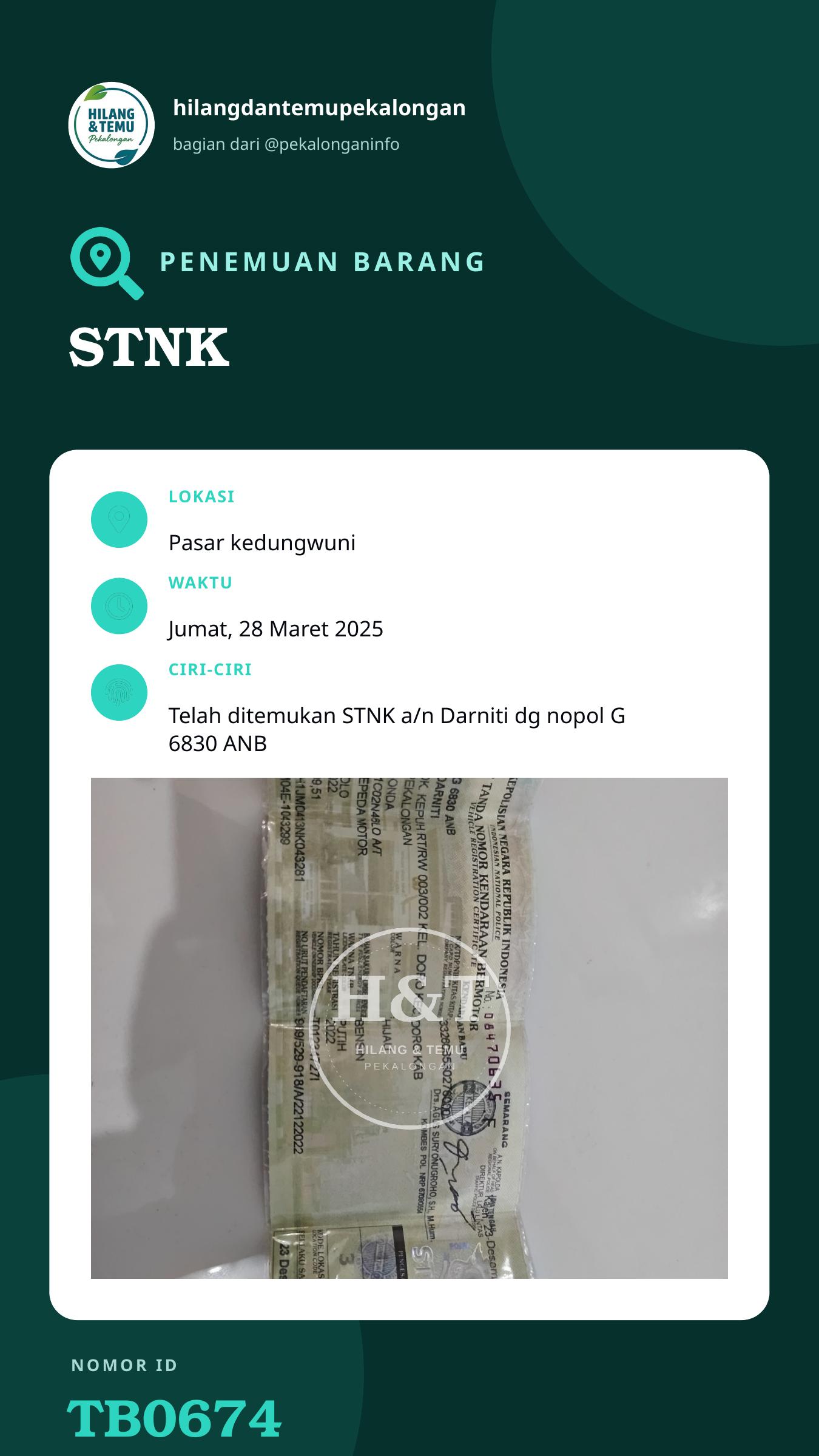 Story 9:16 laporan STNK