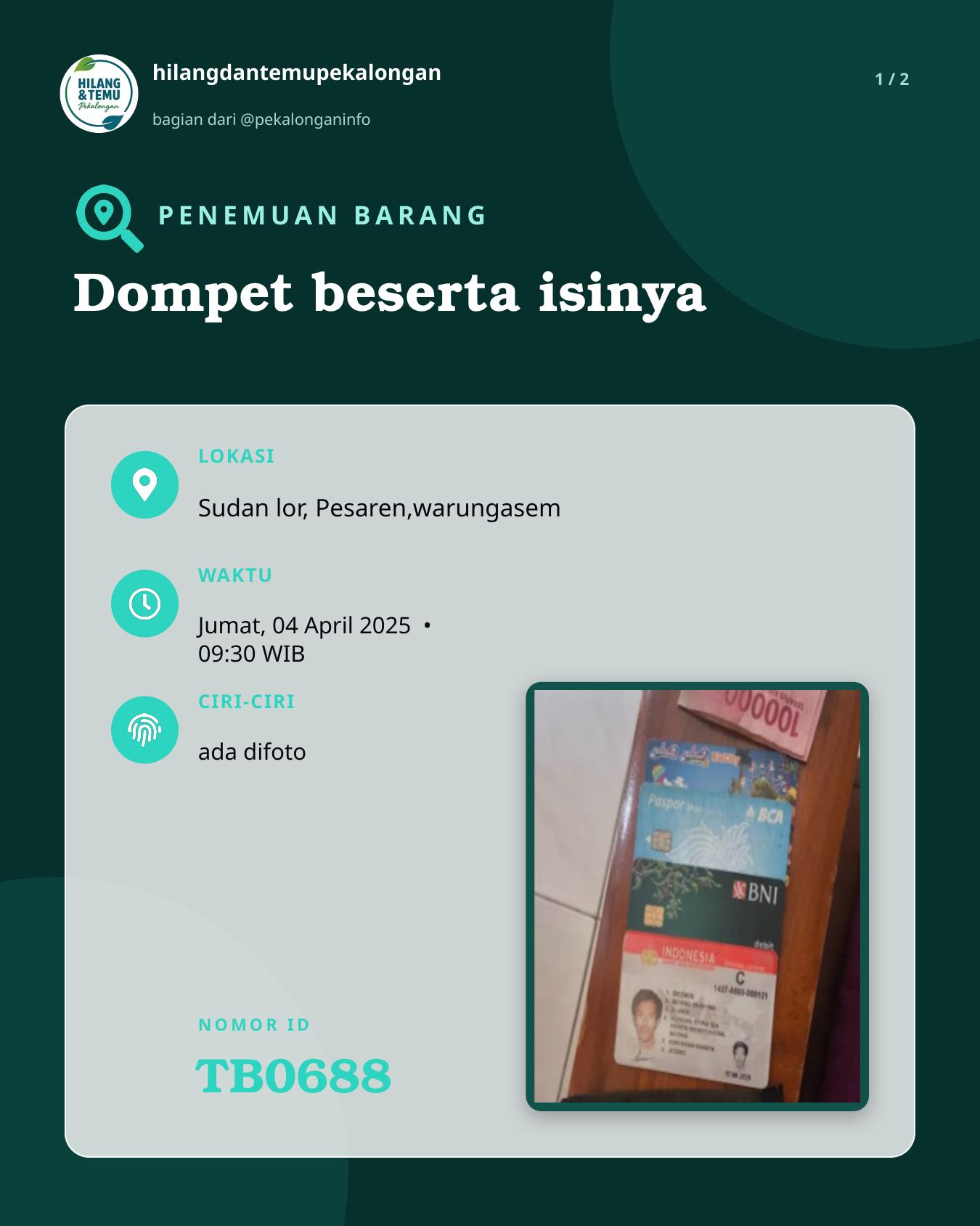 Slide 1 laporan Dompet beserta isinya
