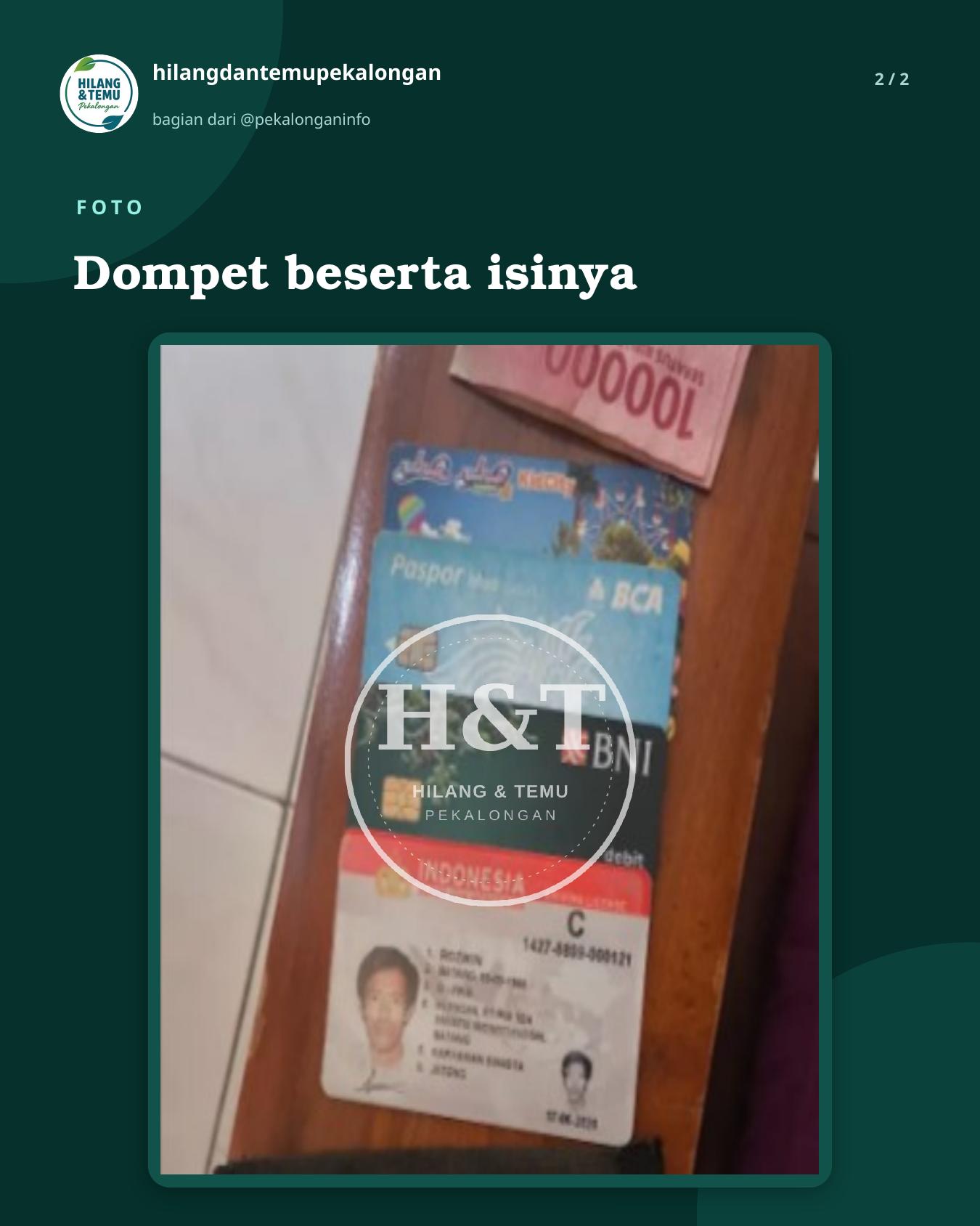 Slide 2 laporan Dompet beserta isinya