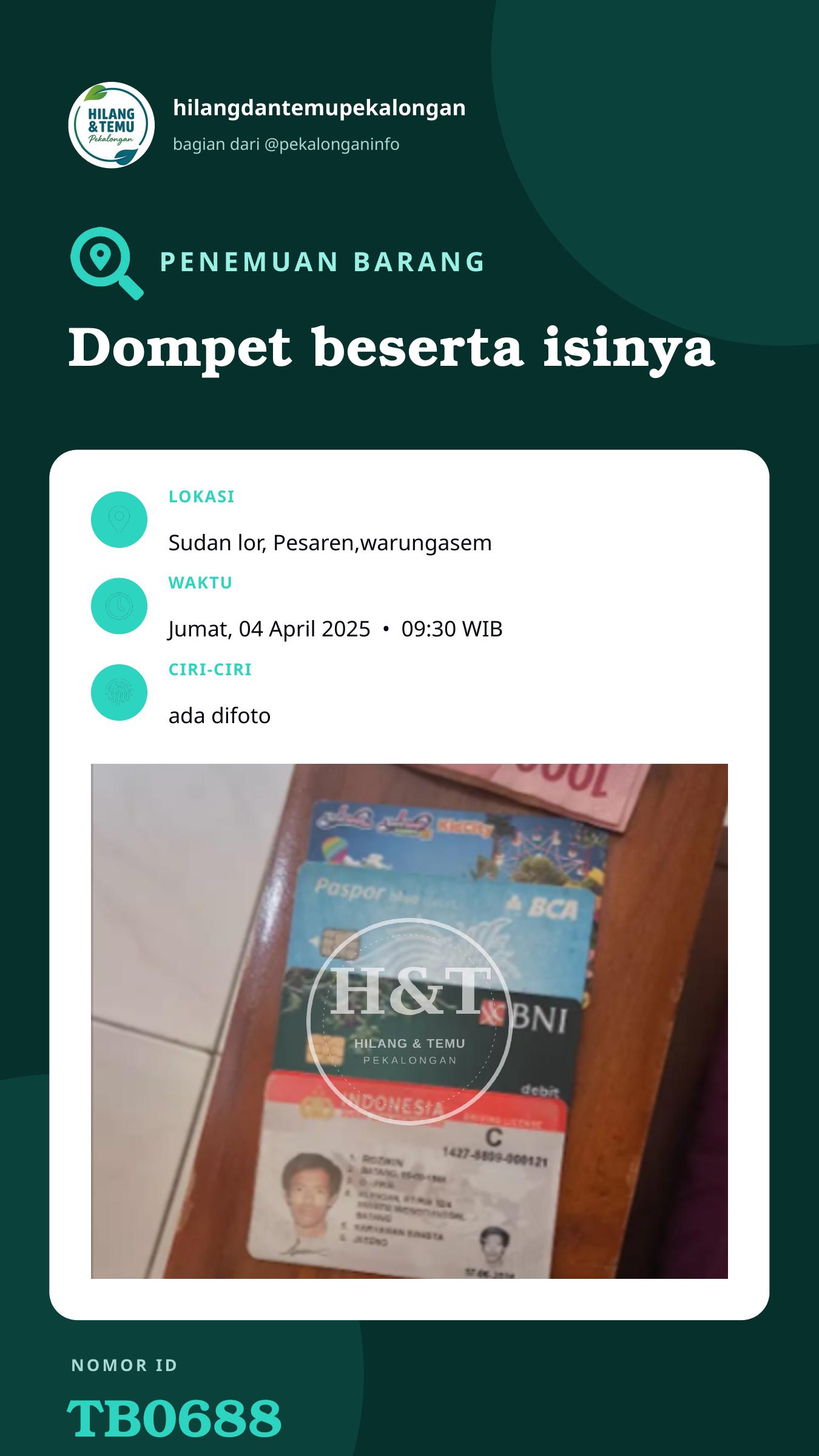Story 9:16 laporan Dompet beserta isinya