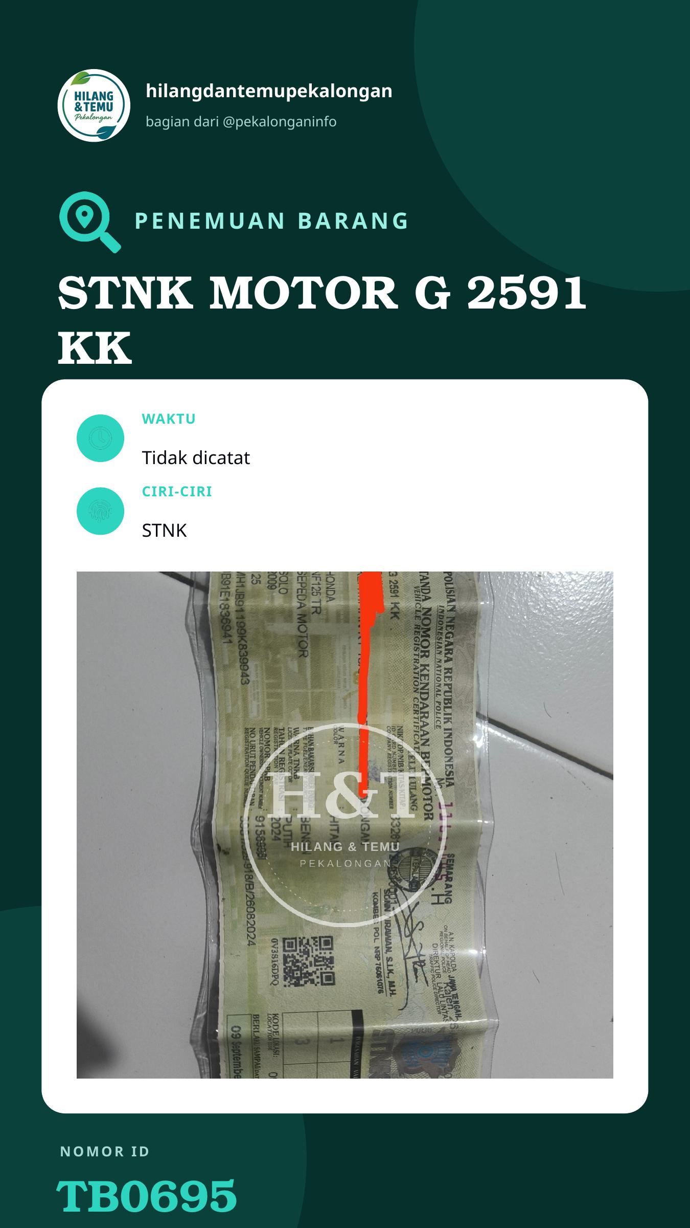 Story 9:16 laporan STNK MOTOR G 2591 KK