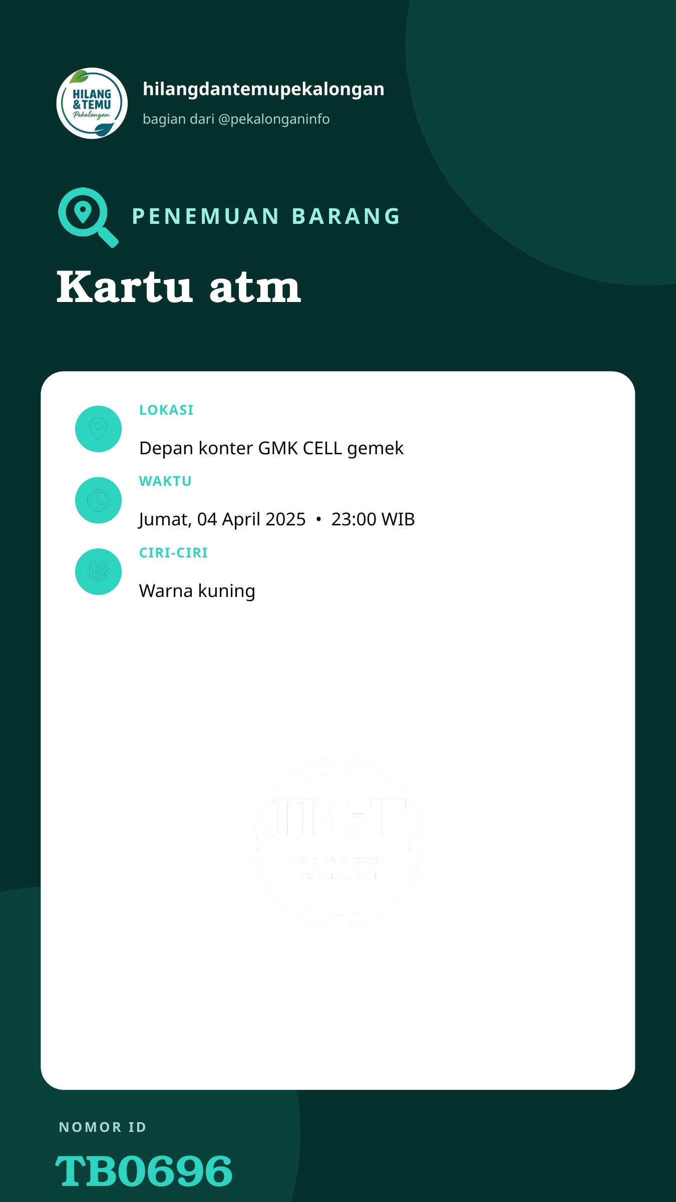 Story 9:16 laporan Kartu atm