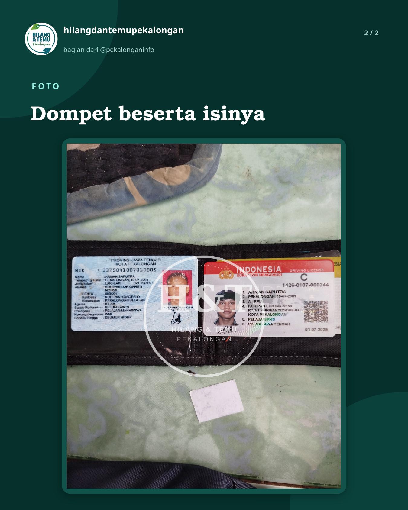 Slide 2 laporan Dompet beserta isinya