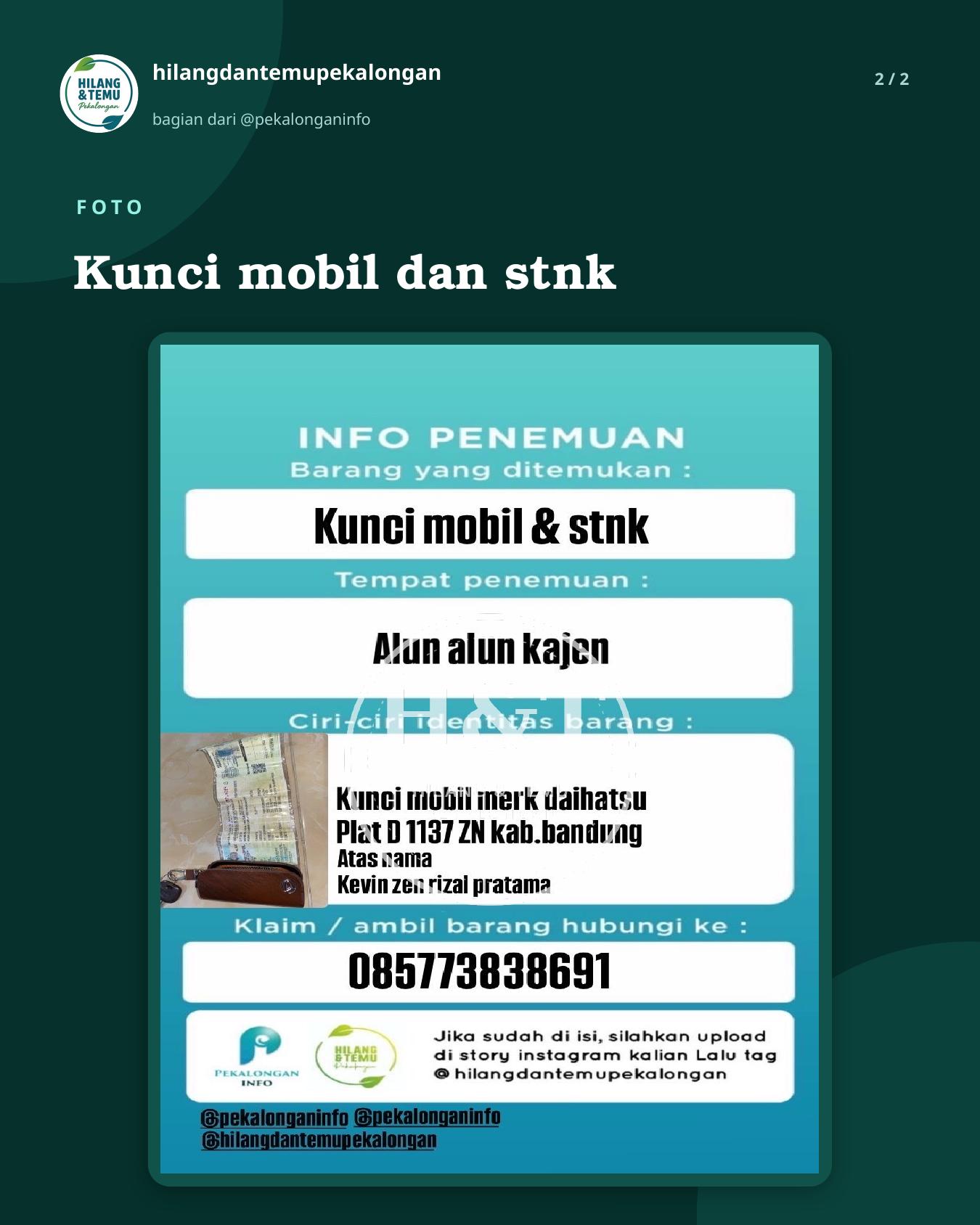 Slide 2 laporan Kunci mobil dan stnk