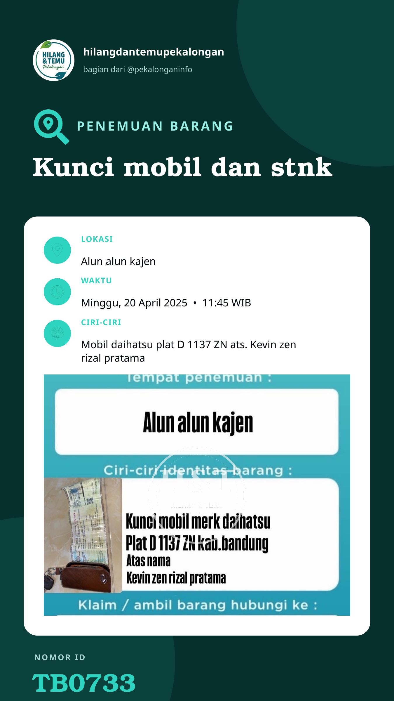 Story 9:16 laporan Kunci mobil dan stnk