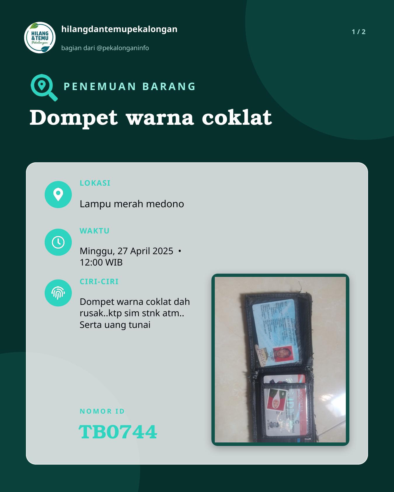 Slide 1 laporan Dompet warna coklat