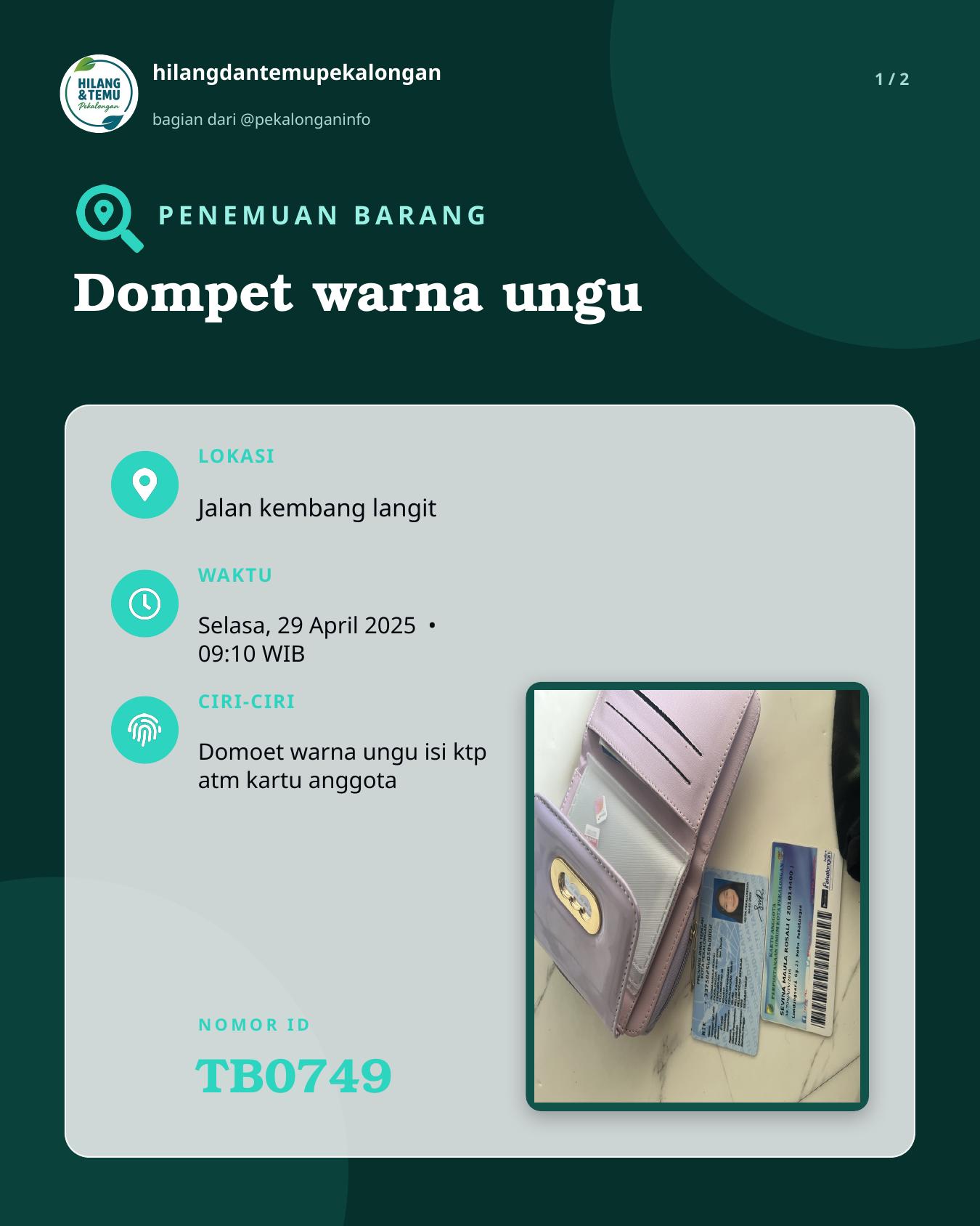 Slide 1 laporan Dompet warna ungu