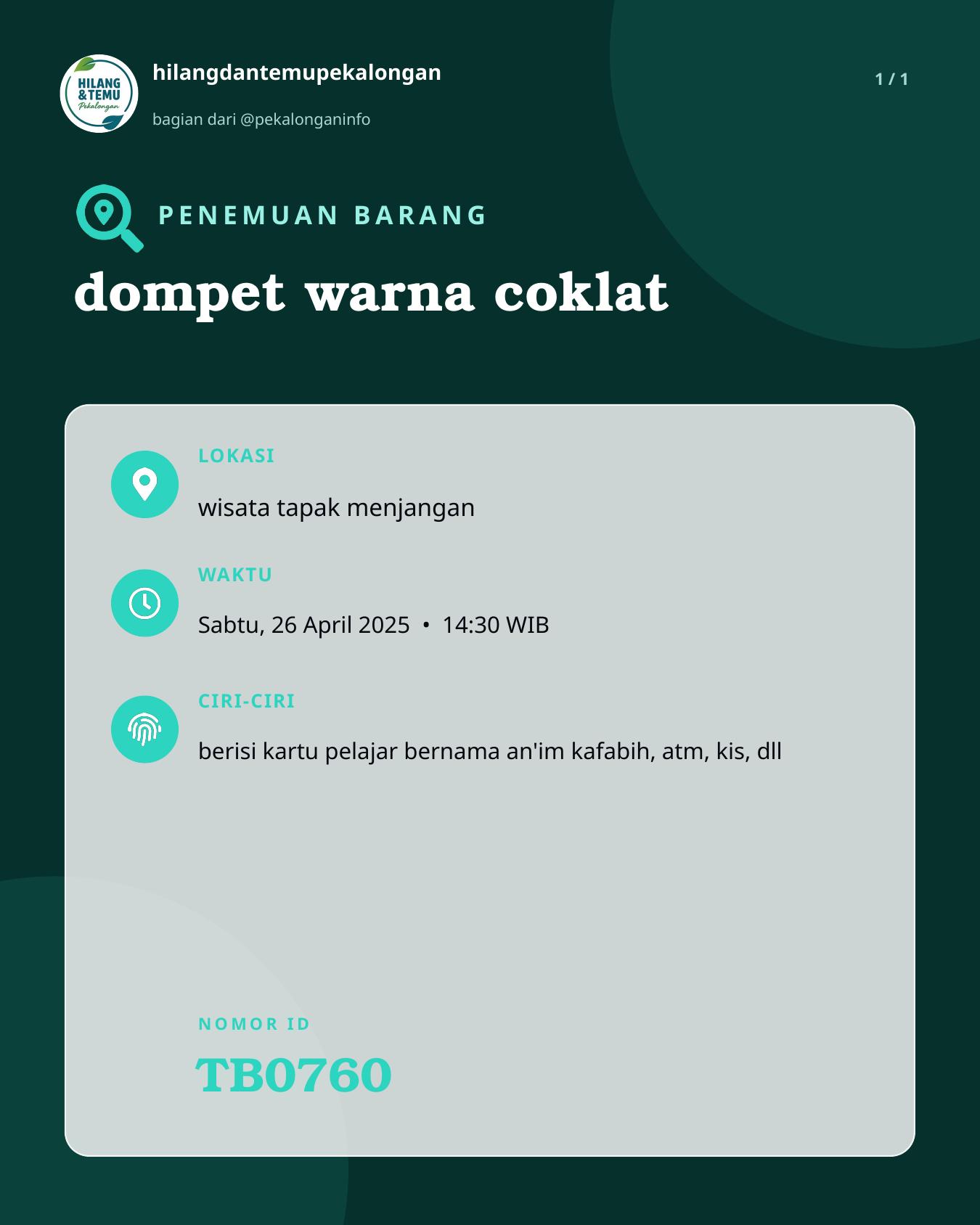 Slide laporan dompet warna coklat (TB0760)