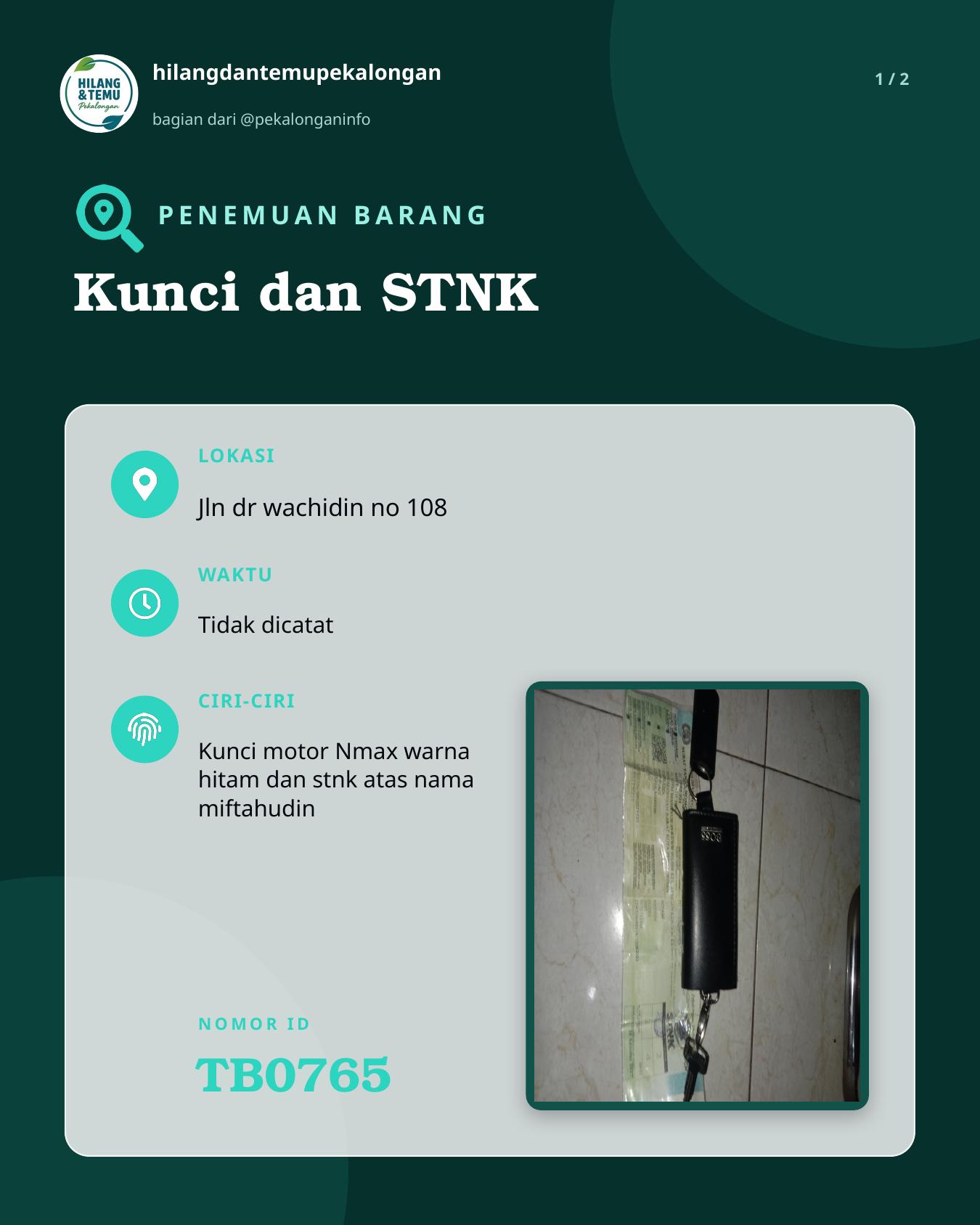 Slide 1 laporan Kunci dan STNK