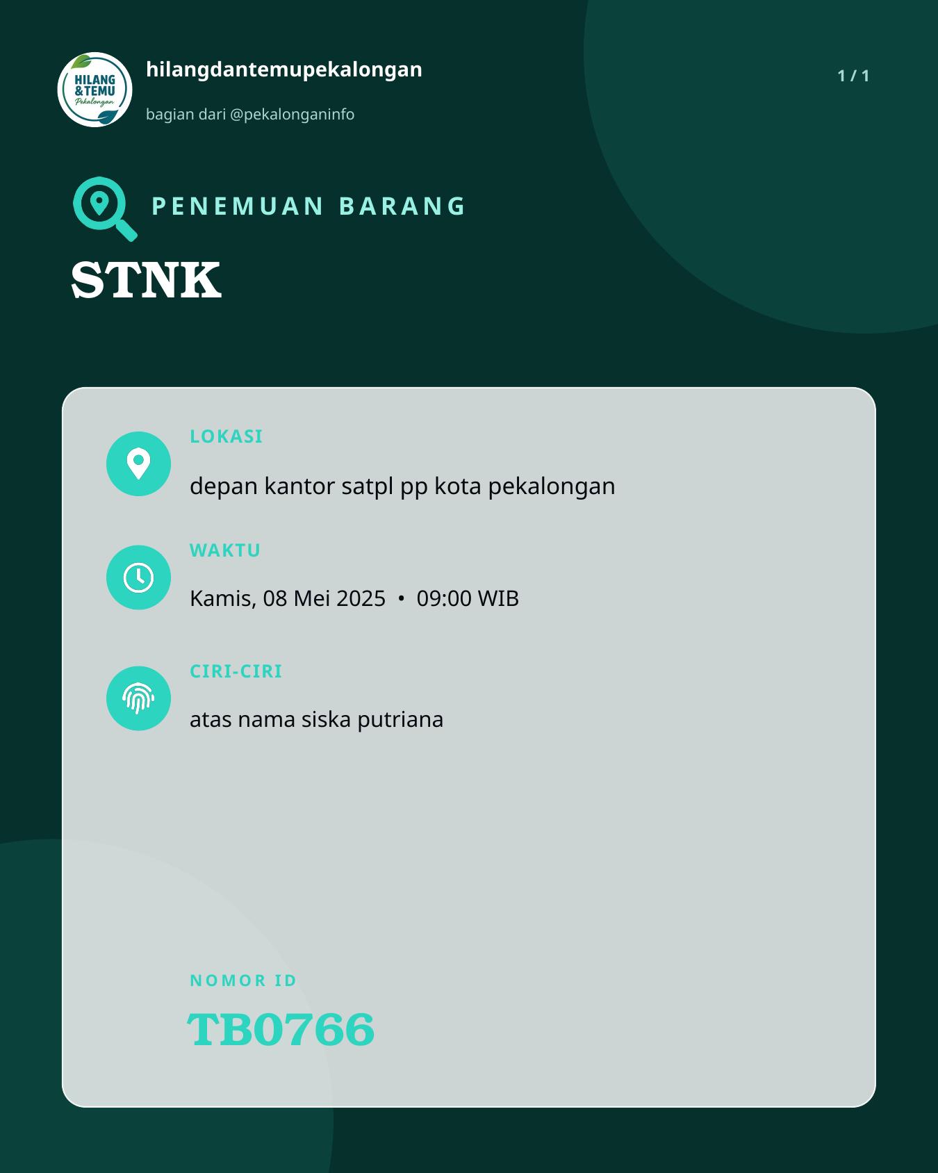 Slide laporan STNK (TB0766)