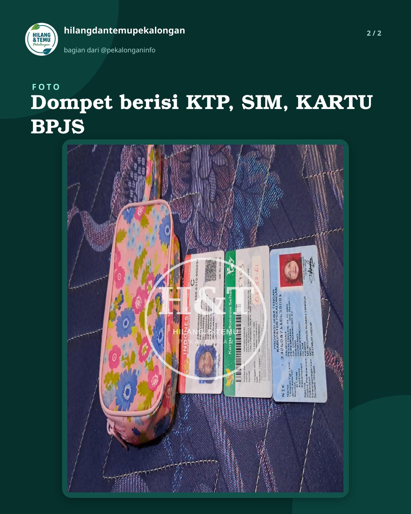 Slide 2 laporan Dompet berisi KTP, SIM, KARTU BPJS