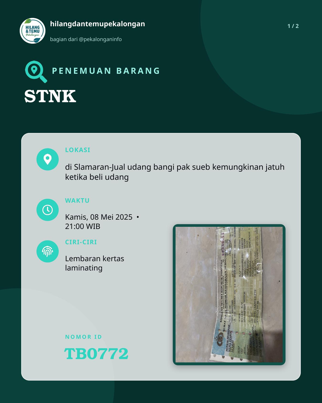 Slide 1 laporan STNK
