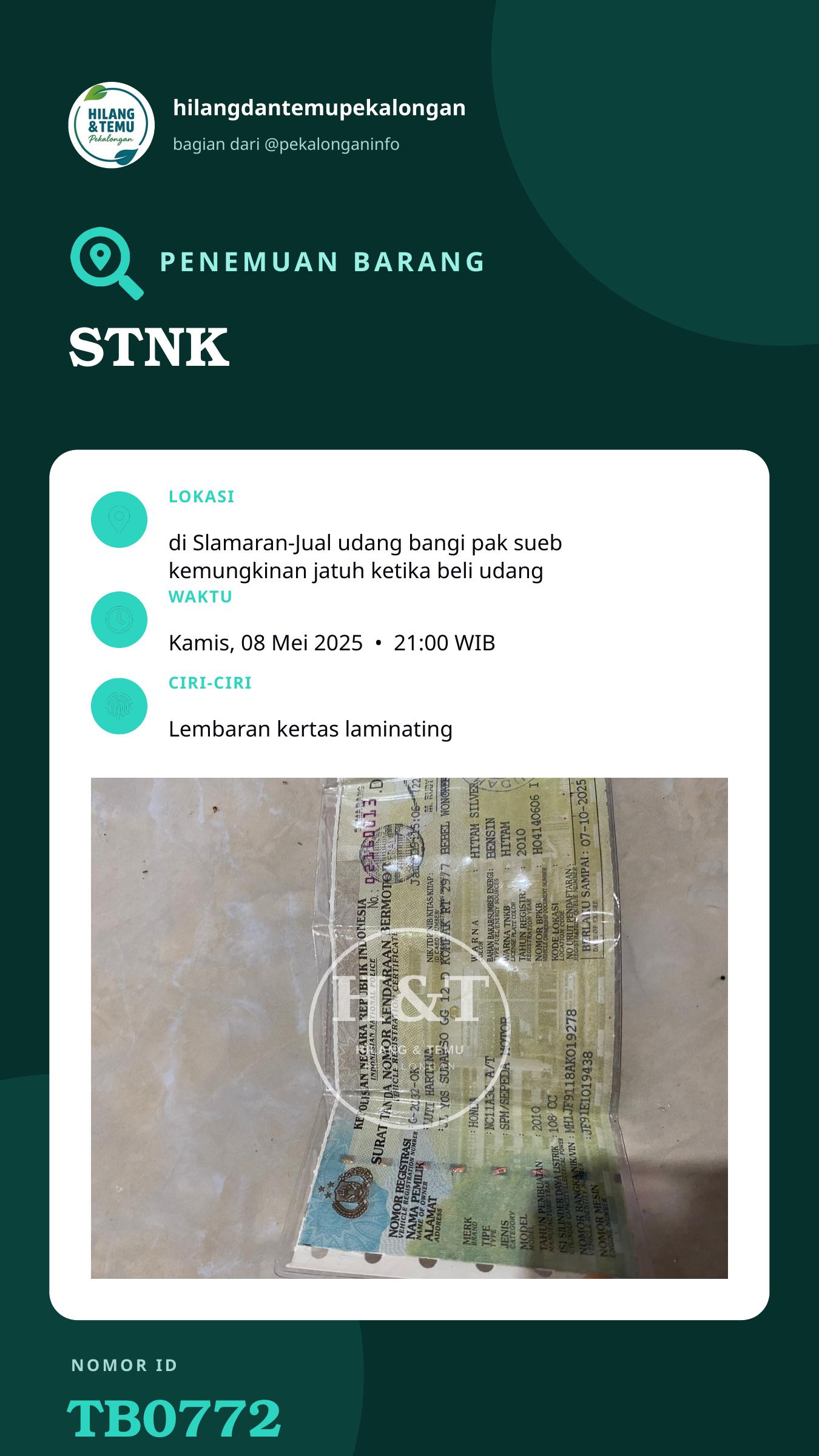 Story 9:16 laporan STNK