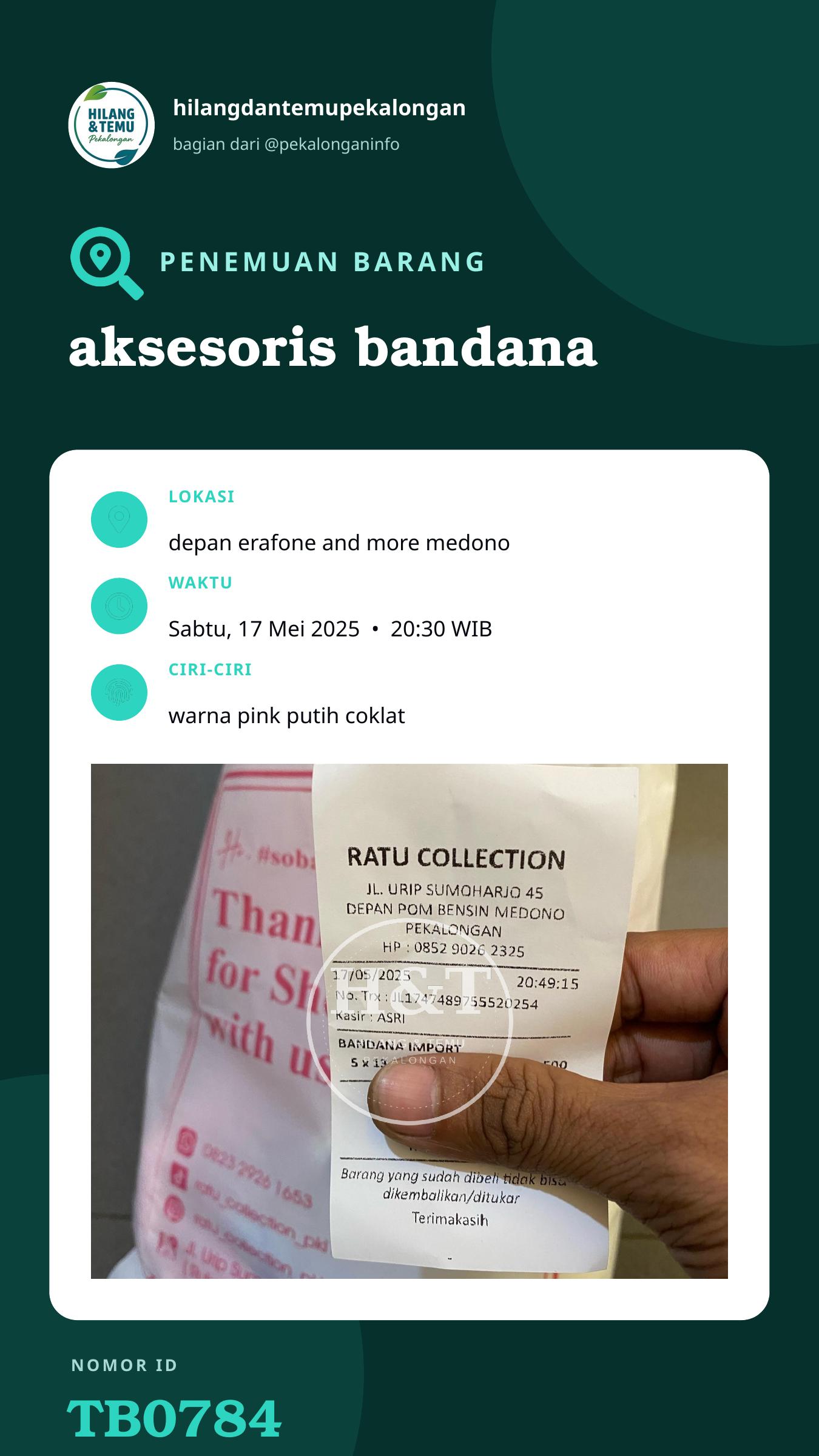 Story 9:16 laporan aksesoris bandana