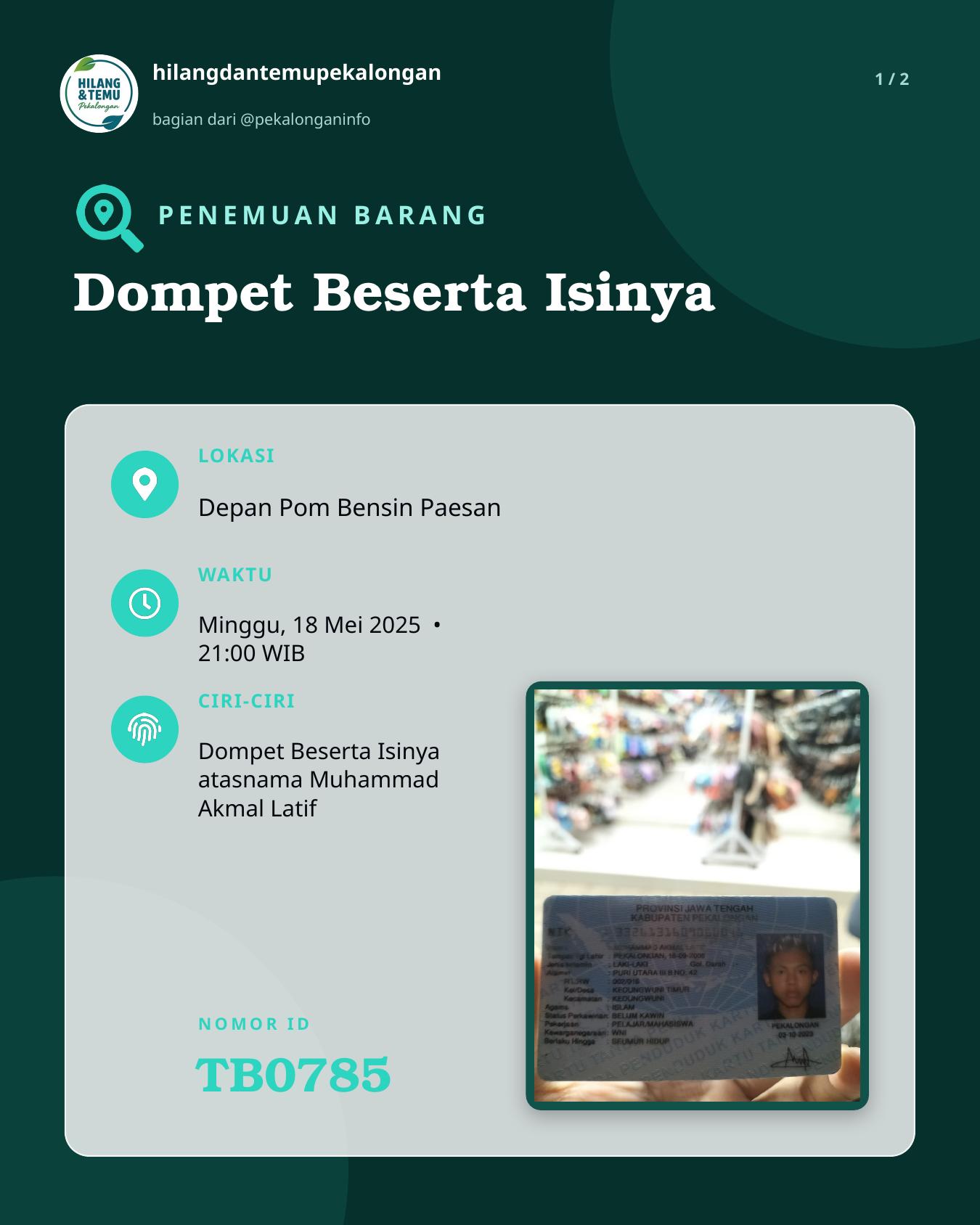Slide 1 laporan Dompet Beserta Isinya