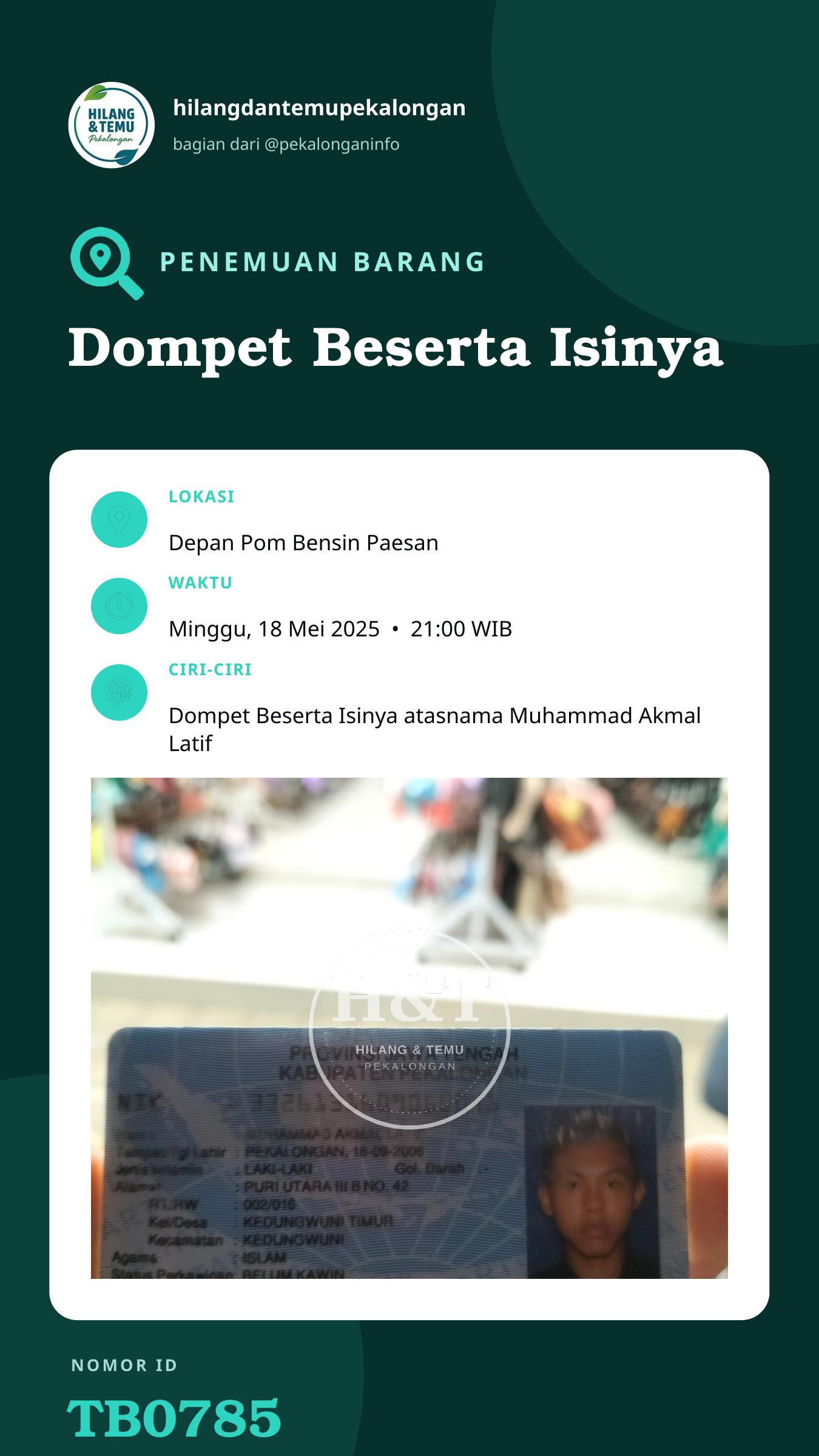 Story 9:16 laporan Dompet Beserta Isinya