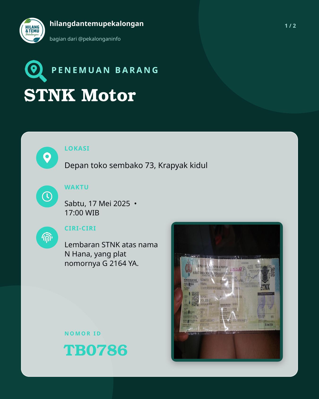 Slide 1 laporan STNK Motor