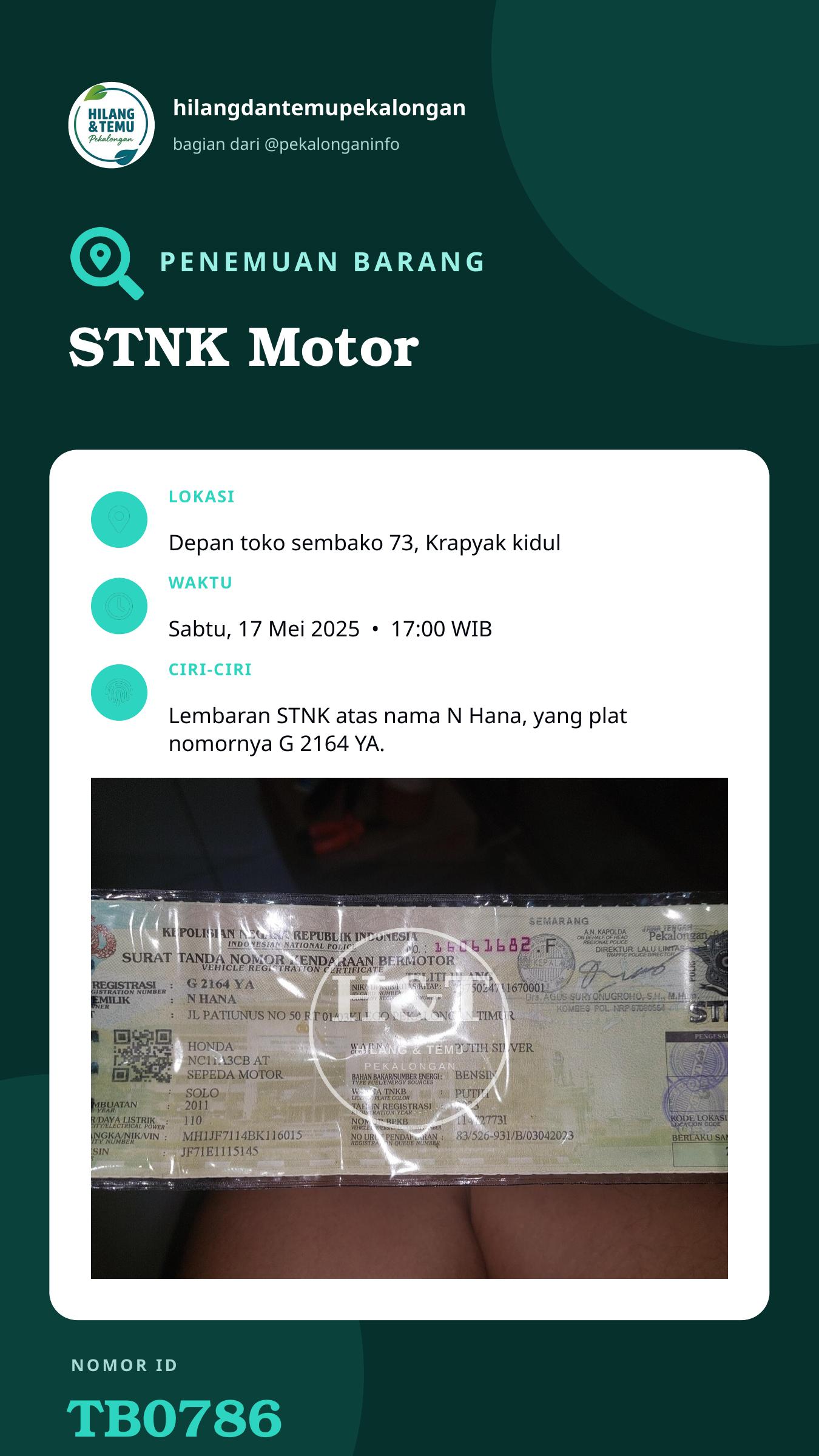 Story 9:16 laporan STNK Motor