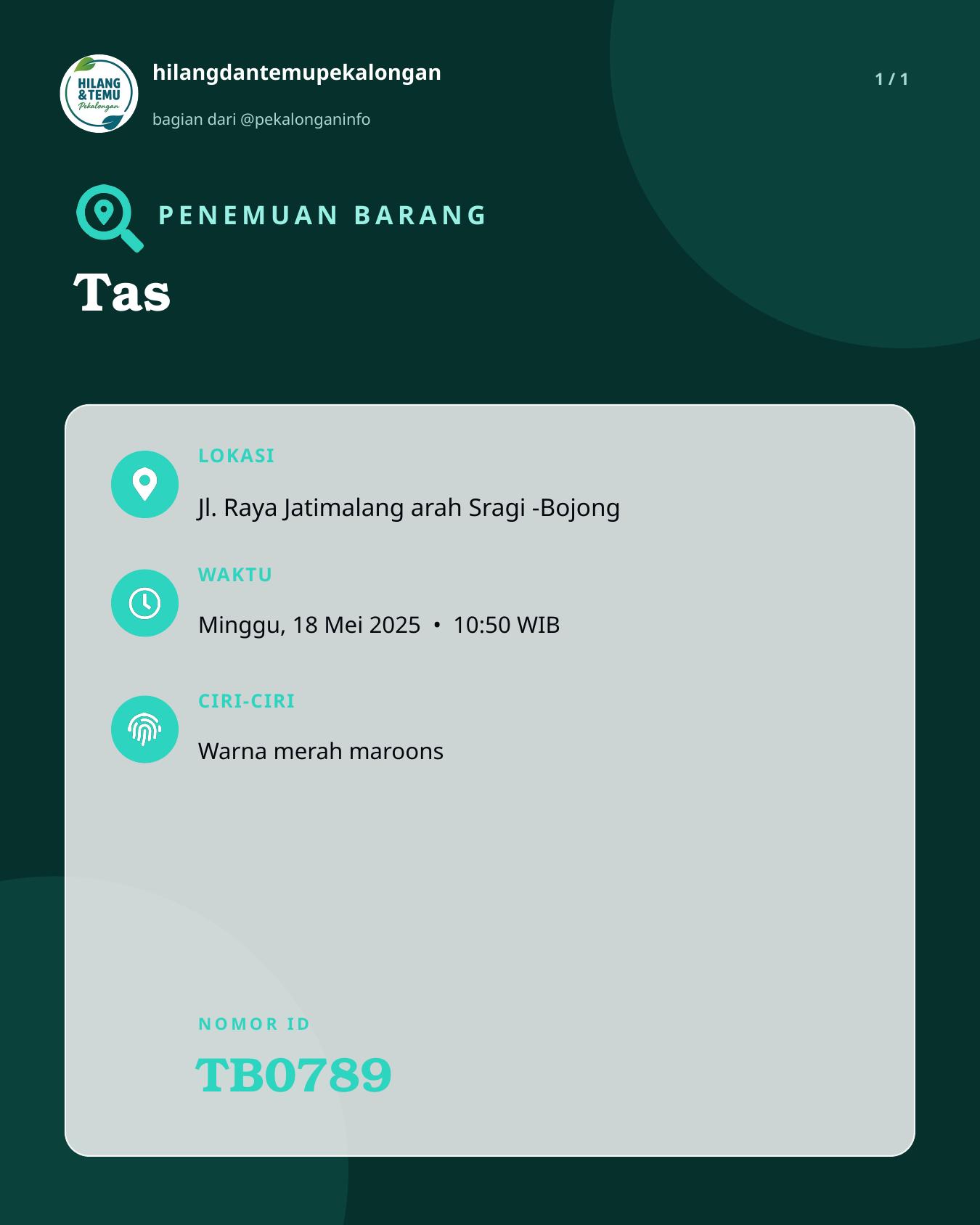 Slide laporan Tas (TB0789)