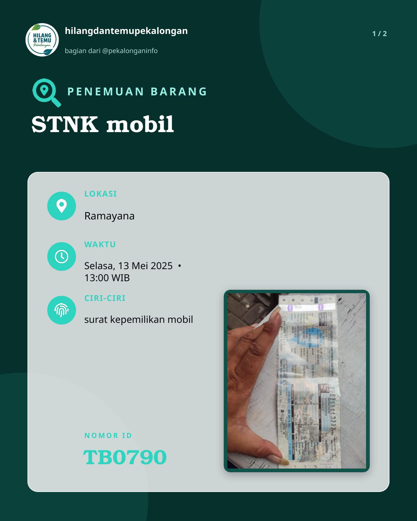 Slide 1 laporan STNK mobil