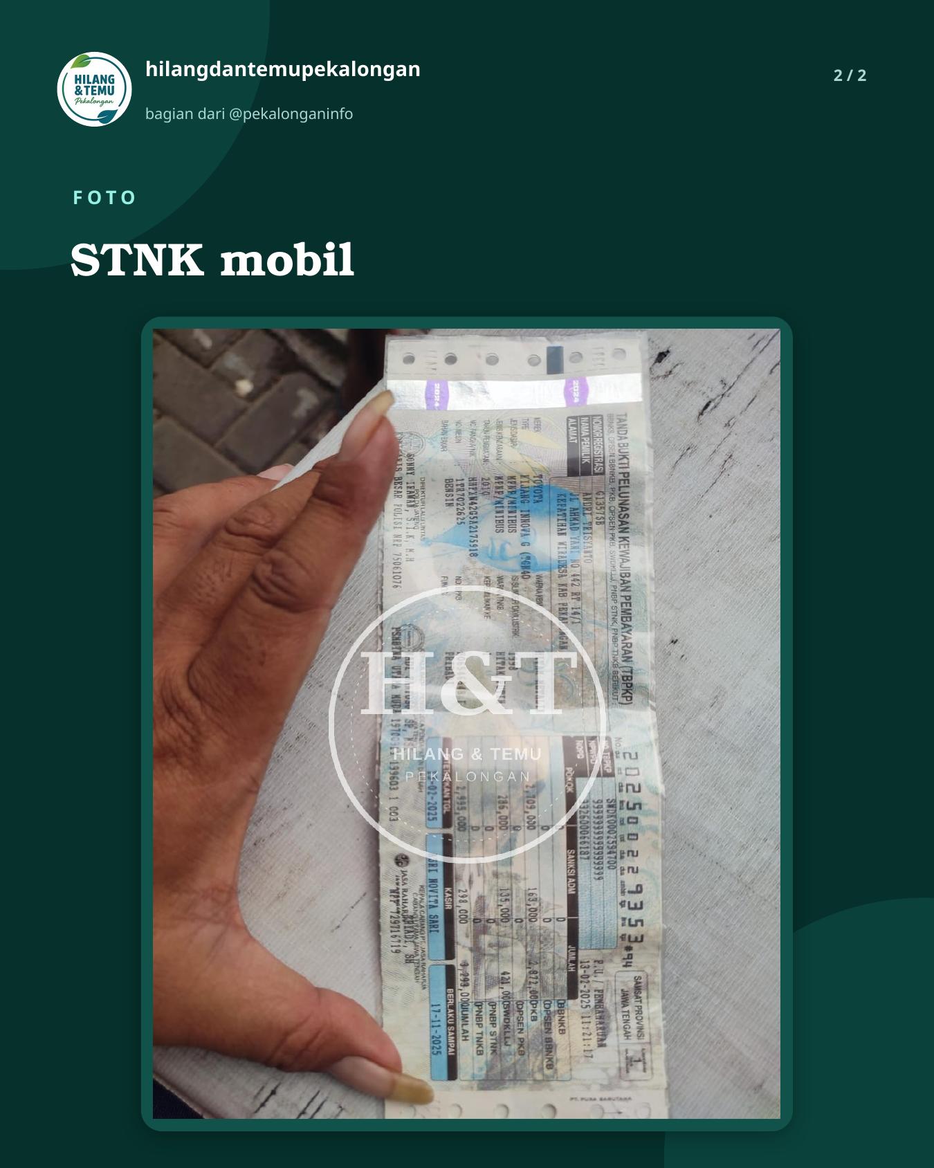 Slide 2 laporan STNK mobil