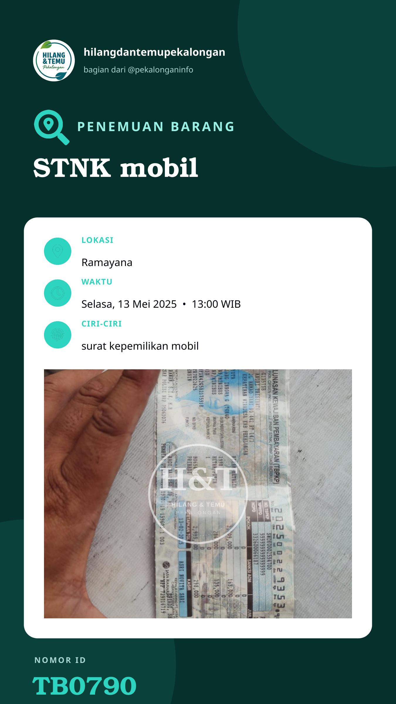 Story 9:16 laporan STNK mobil