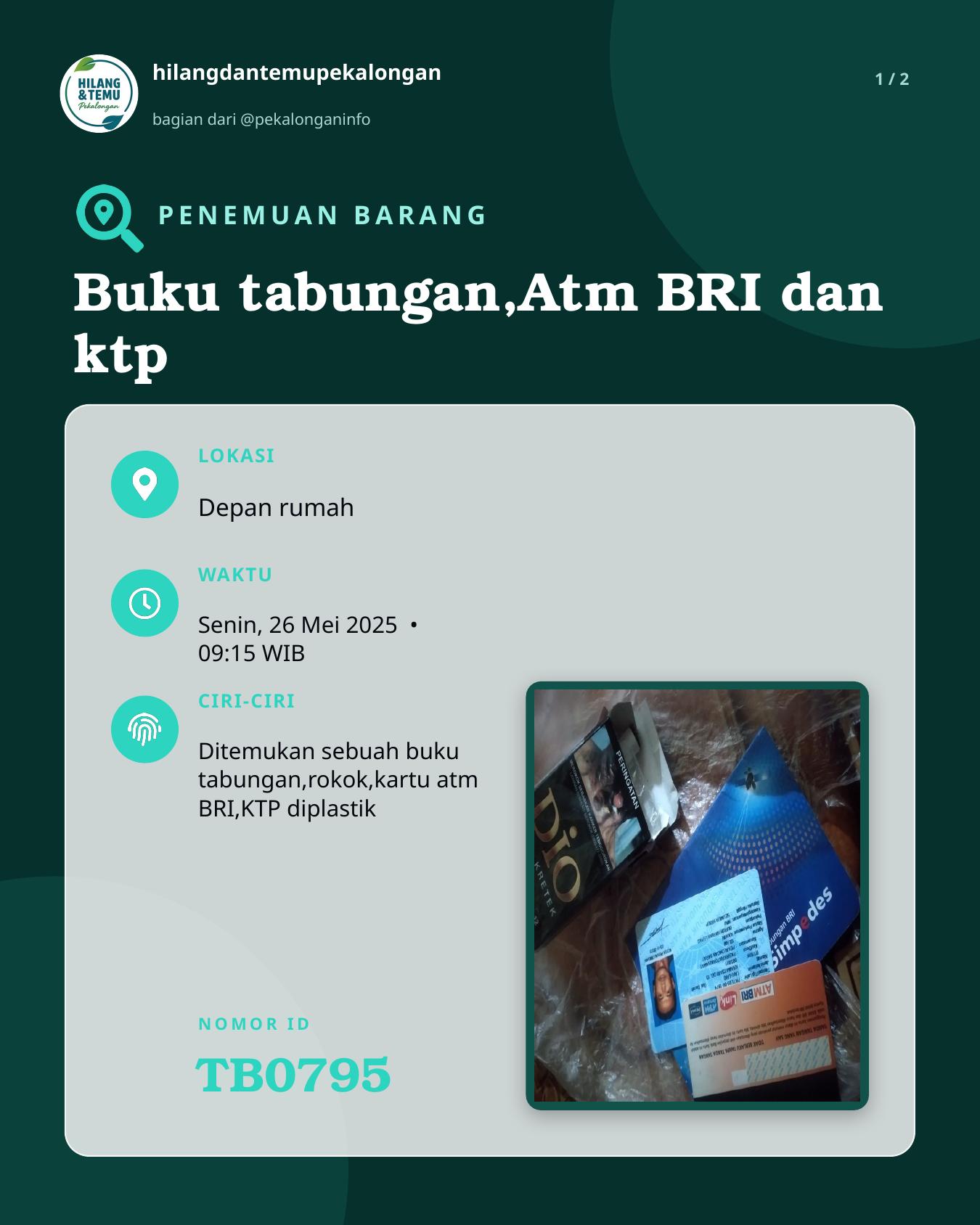 Slide 1 laporan Buku tabungan,Atm BRI dan ktp