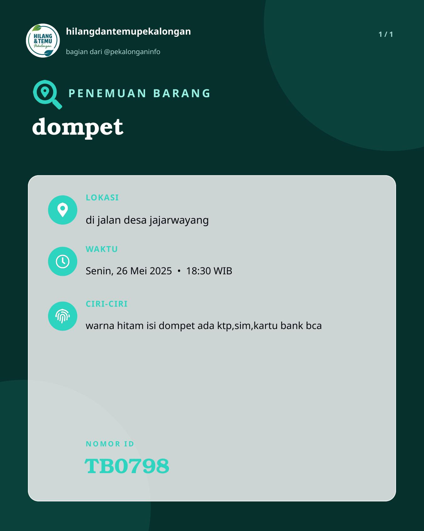 Slide laporan dompet (TB0798)
