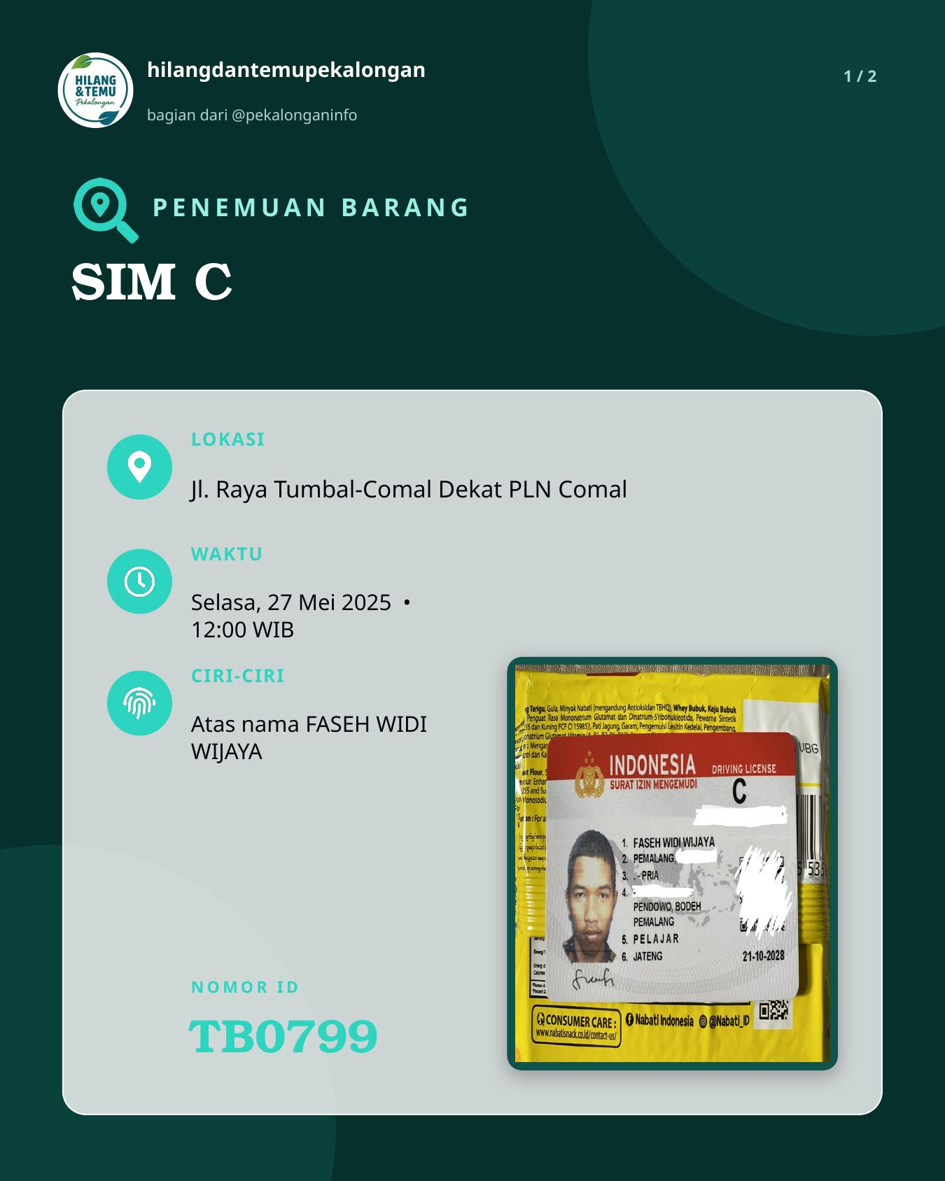 Slide 1 laporan SIM C