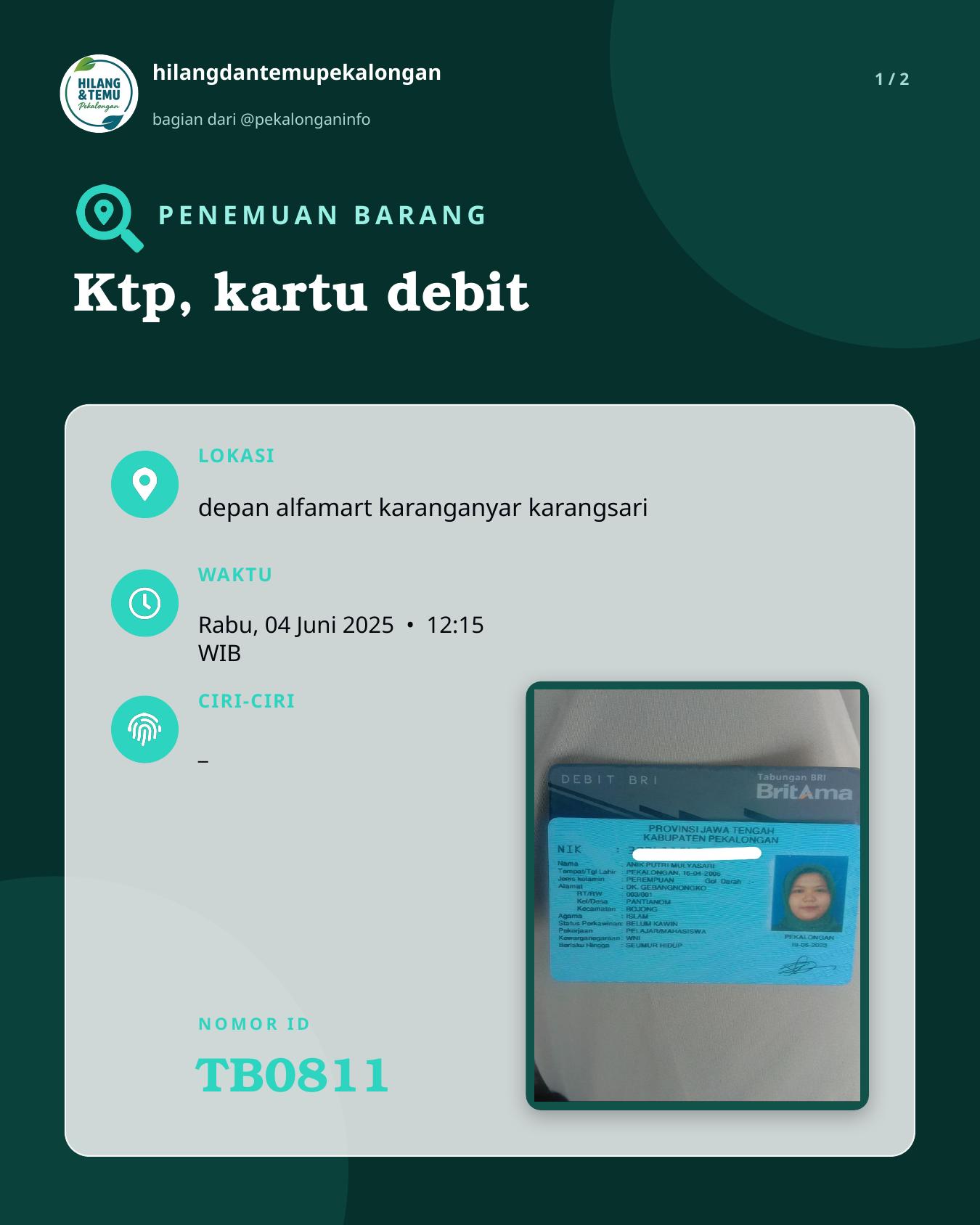 Slide 1 laporan Ktp, kartu debit