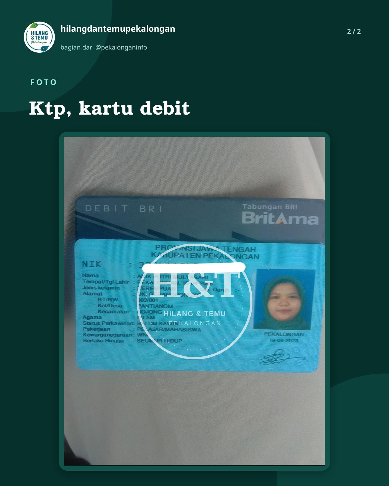 Slide 2 laporan Ktp, kartu debit