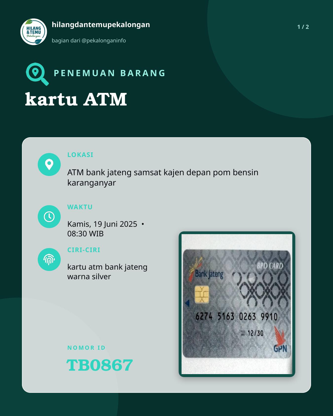 Slide 1 laporan kartu ATM