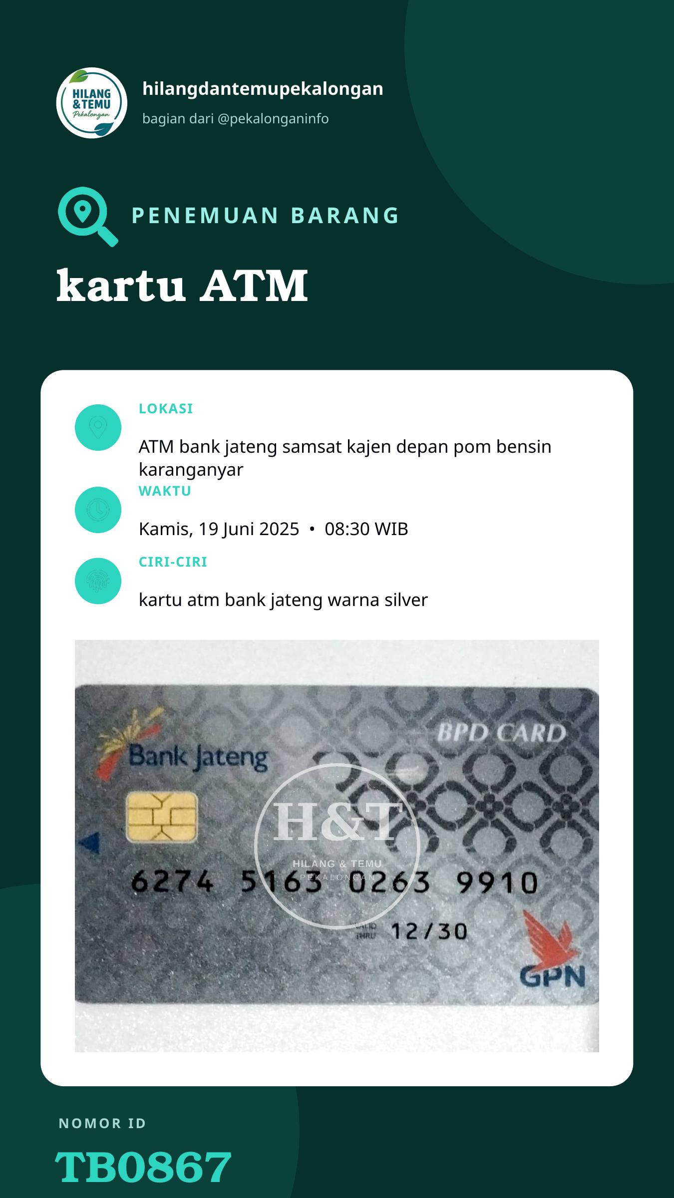 Story 9:16 laporan kartu ATM