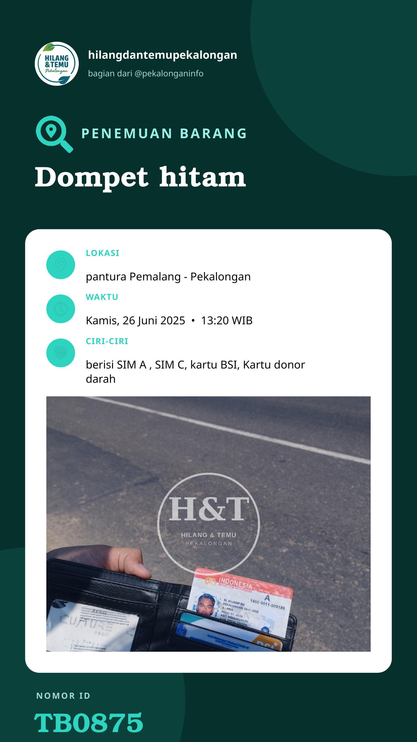 Story 9:16 laporan Dompet hitam