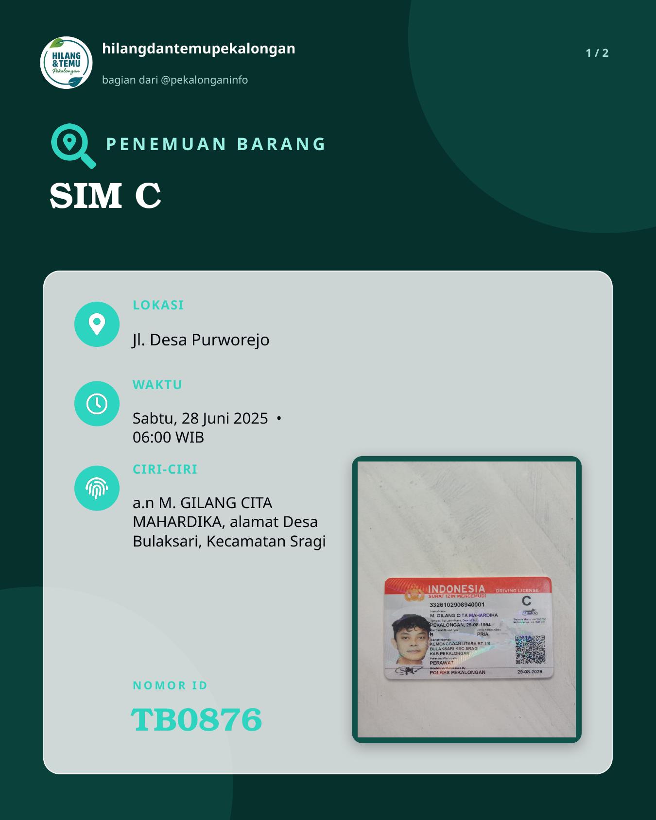 Slide 1 laporan SIM C