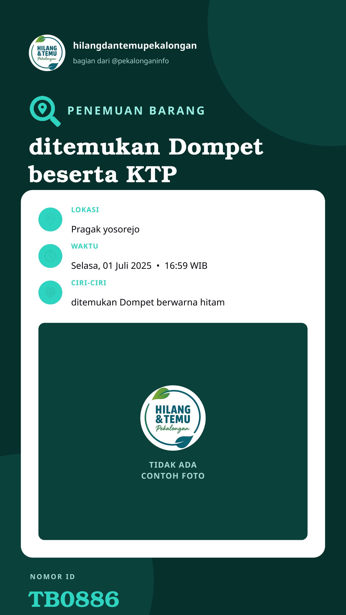 Story 9:16 laporan ditemukan Dompet beserta KTP atas nama Yudiya ahmad alamat Kradenan