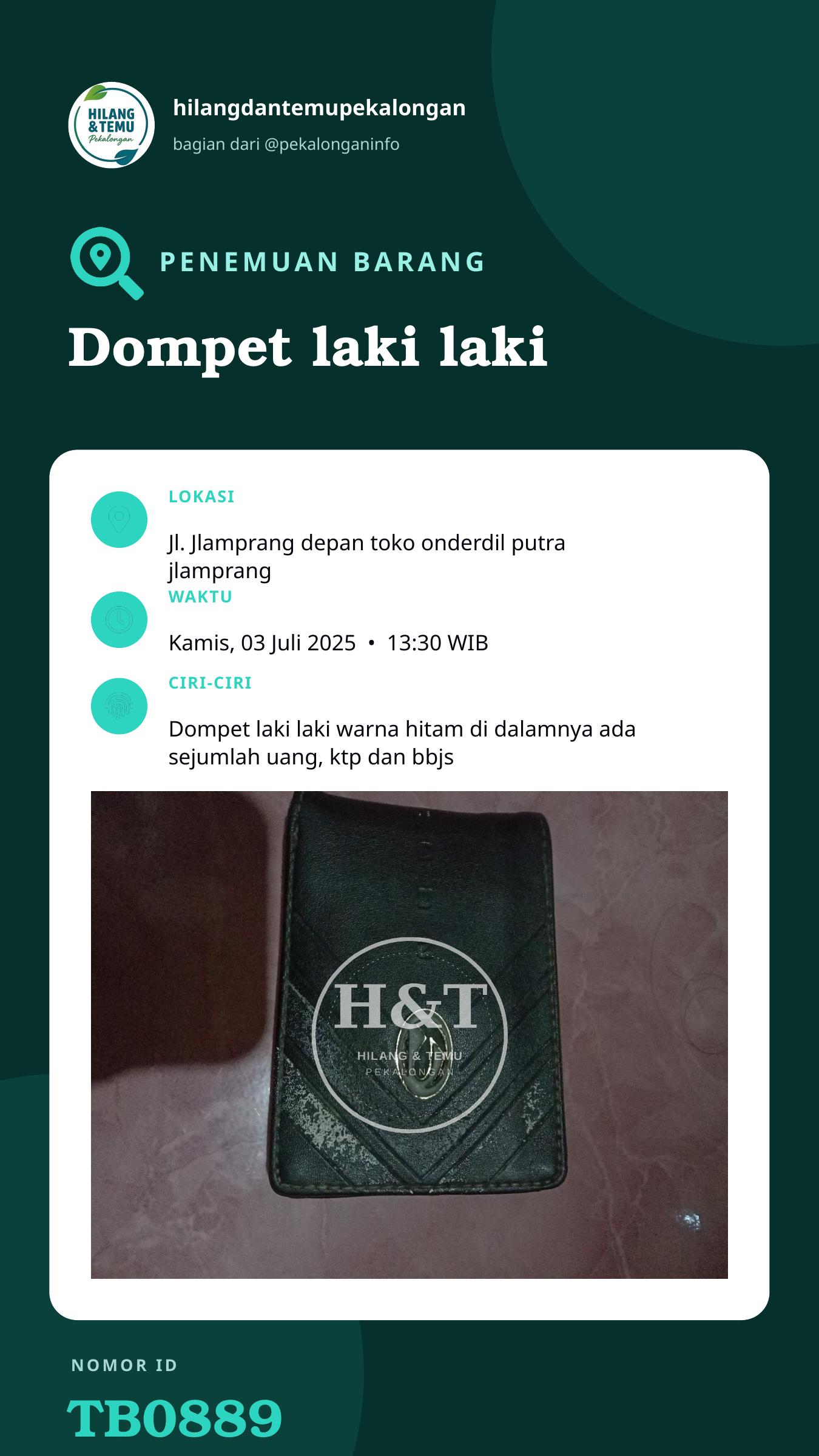Story 9:16 laporan Dompet laki laki