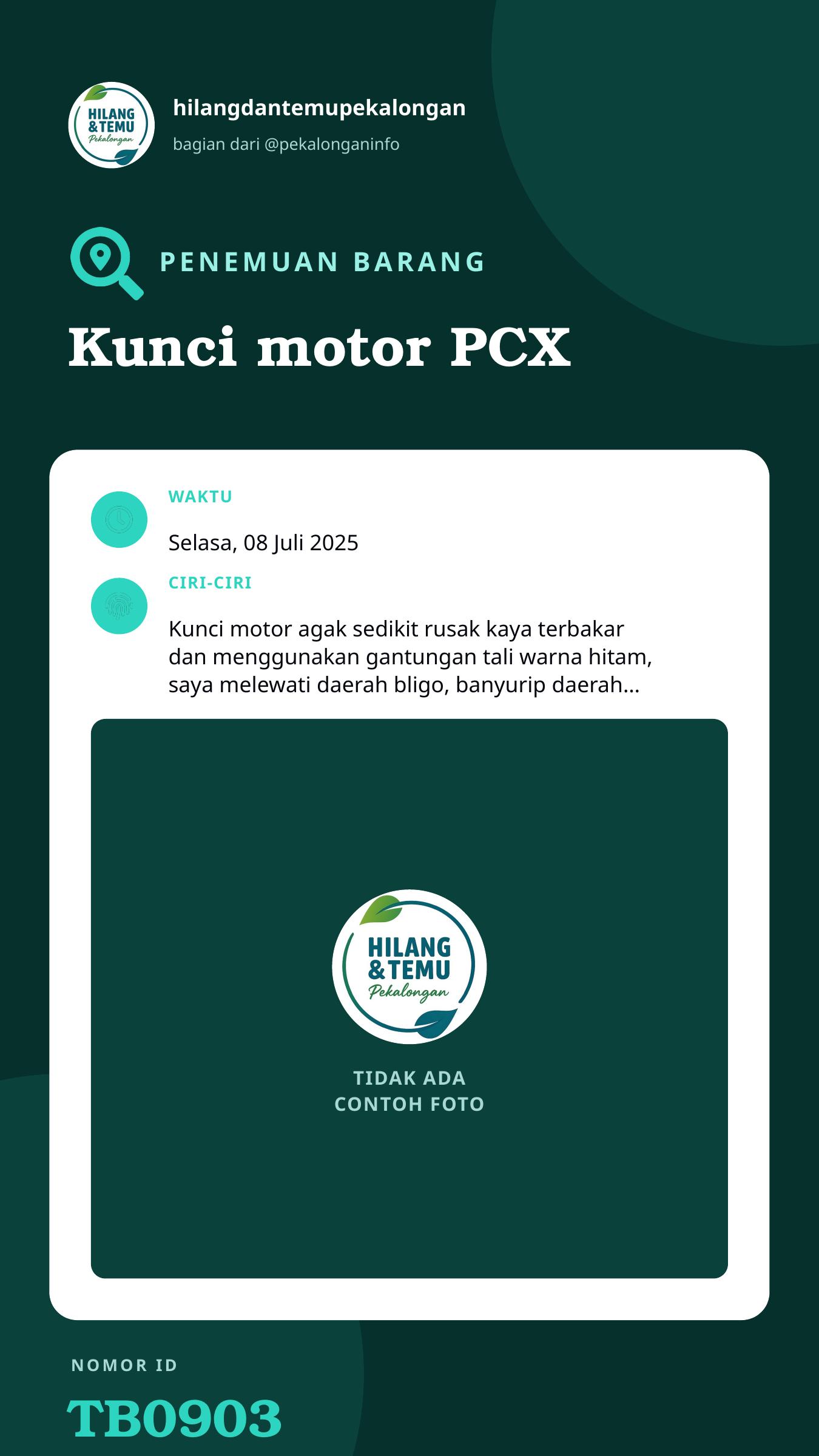 Story 9:16 laporan Kunci motor PCX