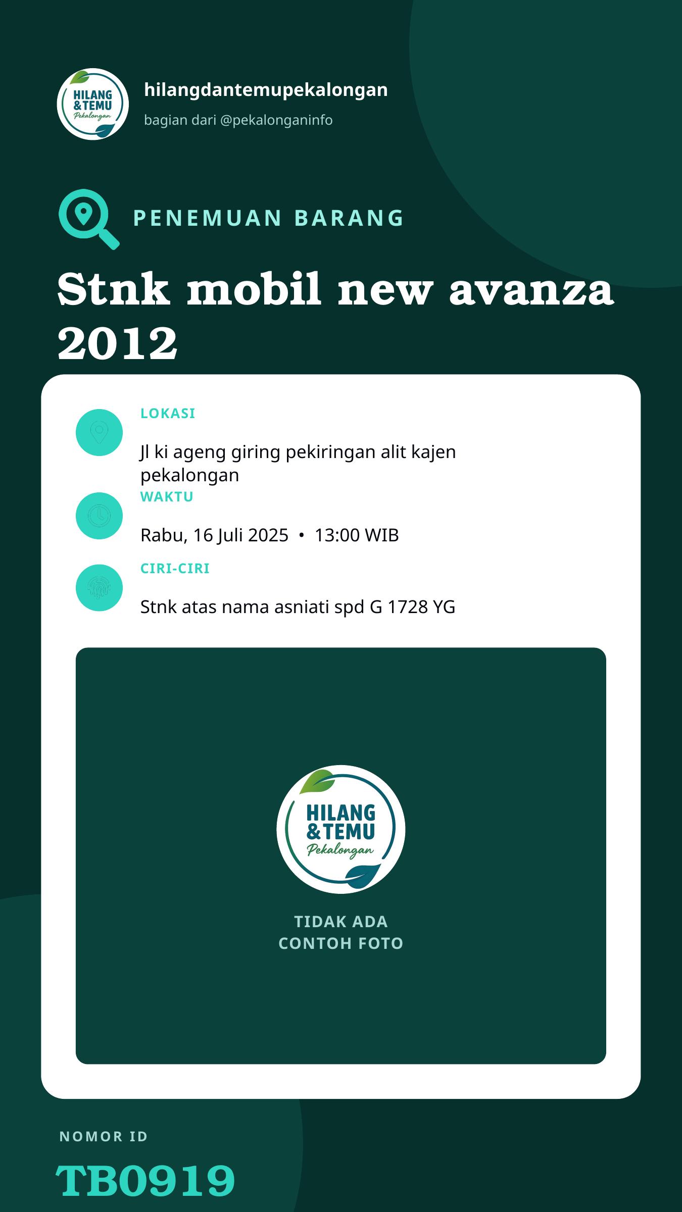 Story 9:16 laporan Stnk mobil new avanza 2012