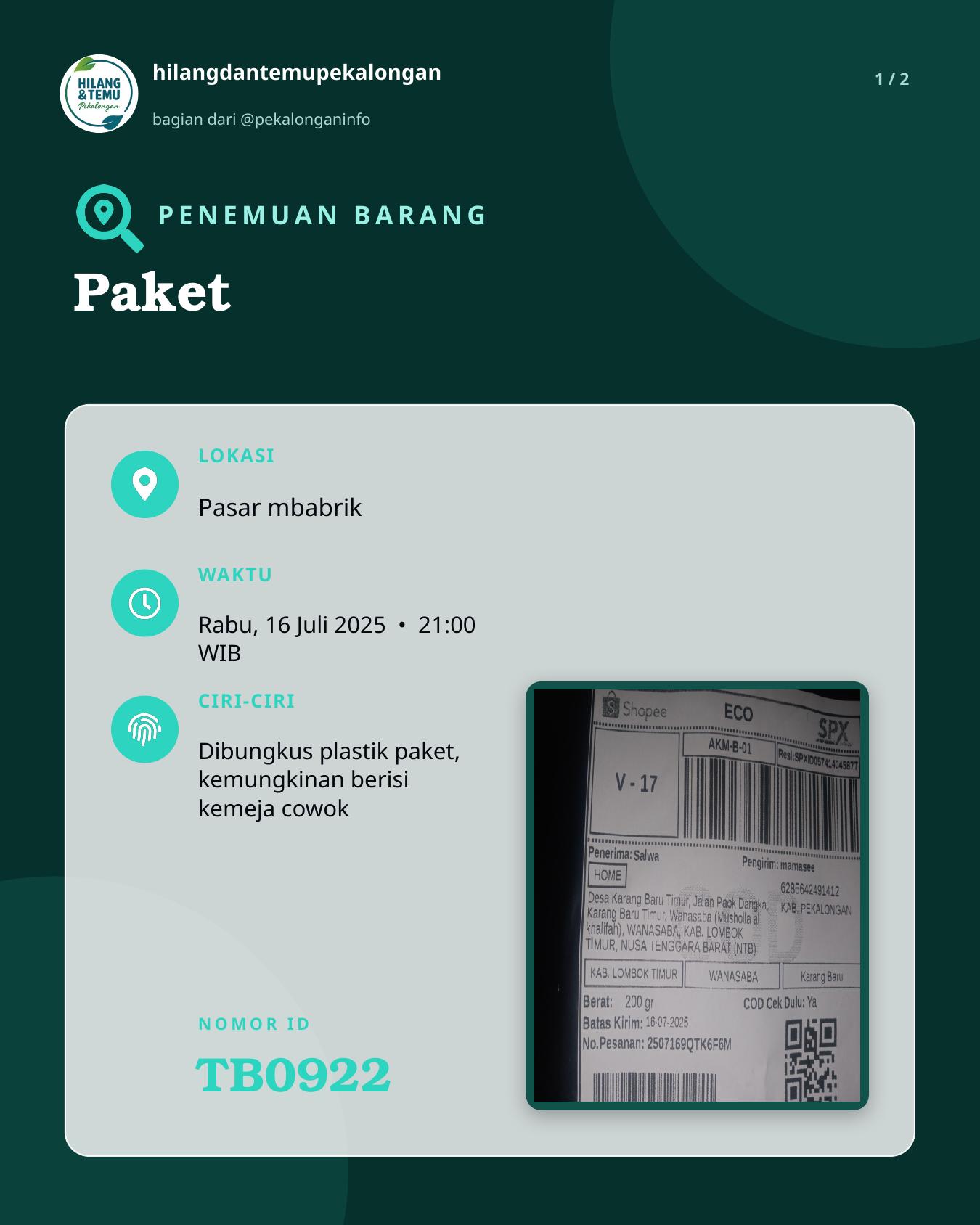 Slide 1 laporan Paket