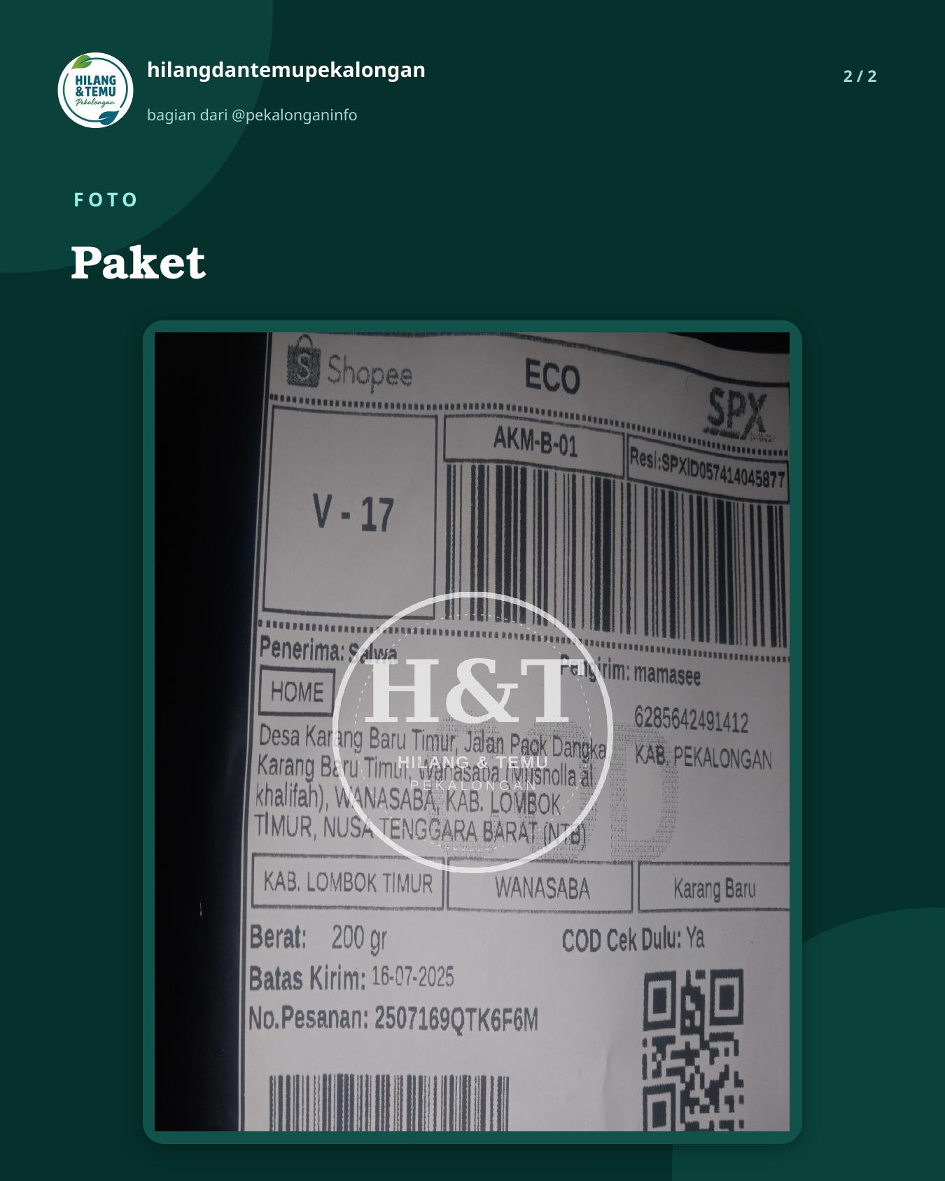 Slide 2 laporan Paket