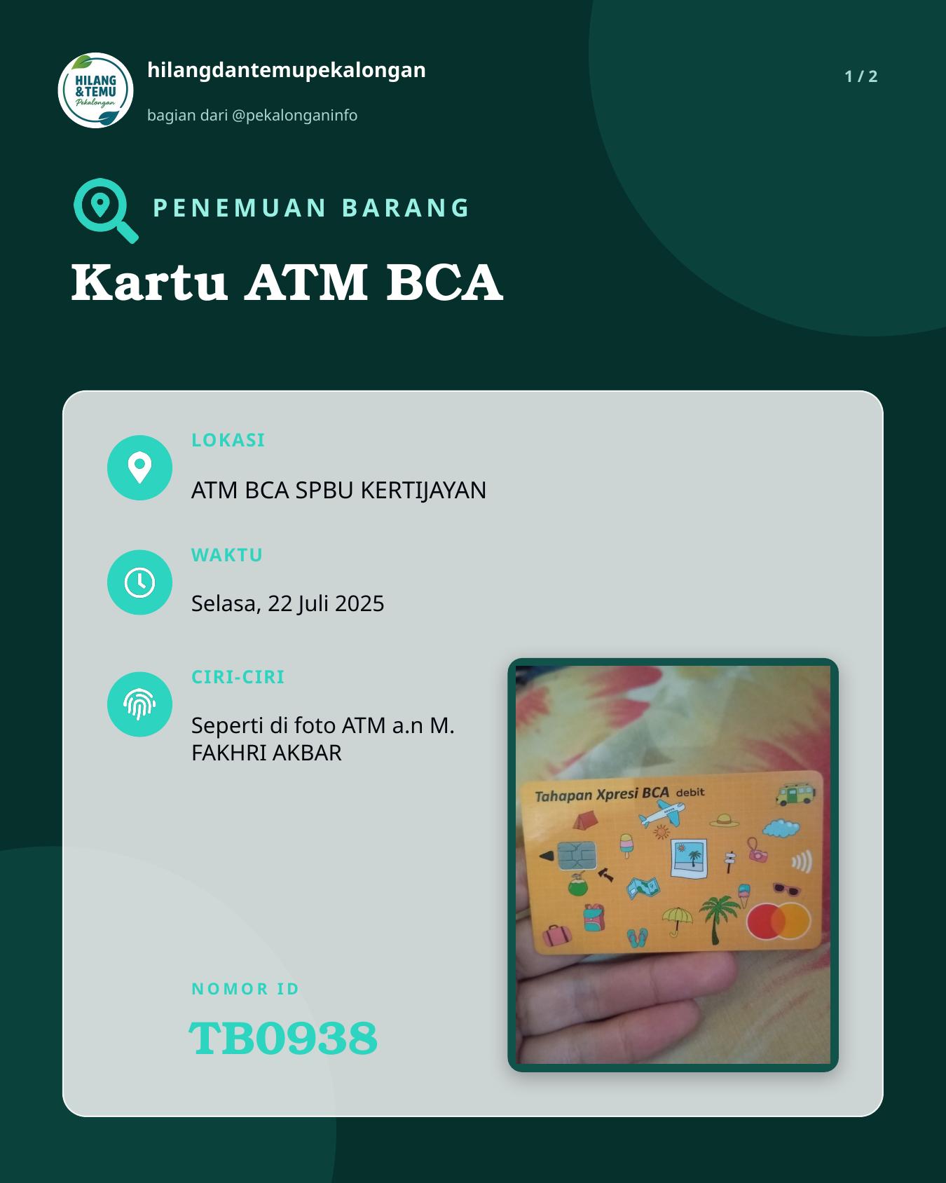 Slide 1 laporan Kartu ATM BCA