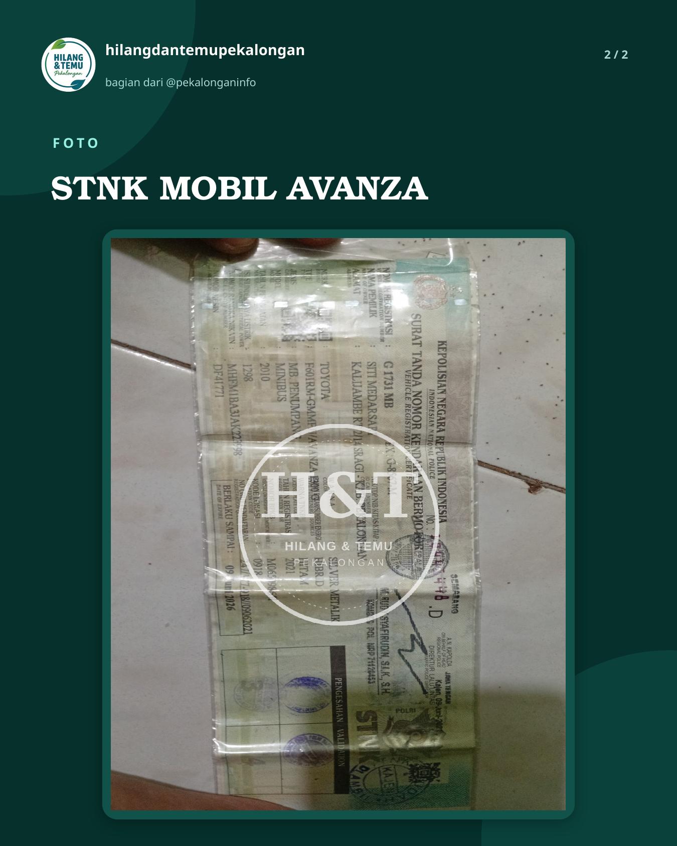 Slide 2 laporan STNK MOBIL AVANZA