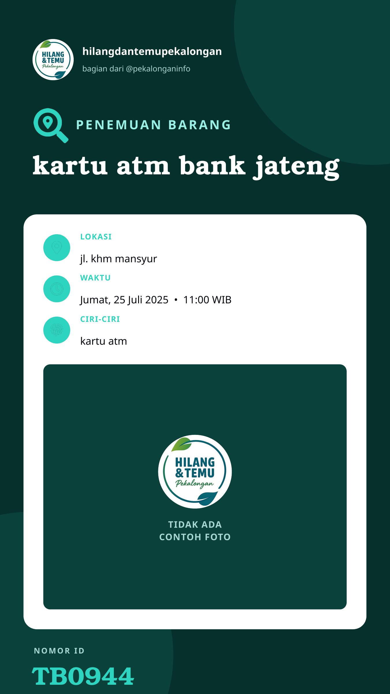 Story 9:16 laporan kartu atm bank jateng