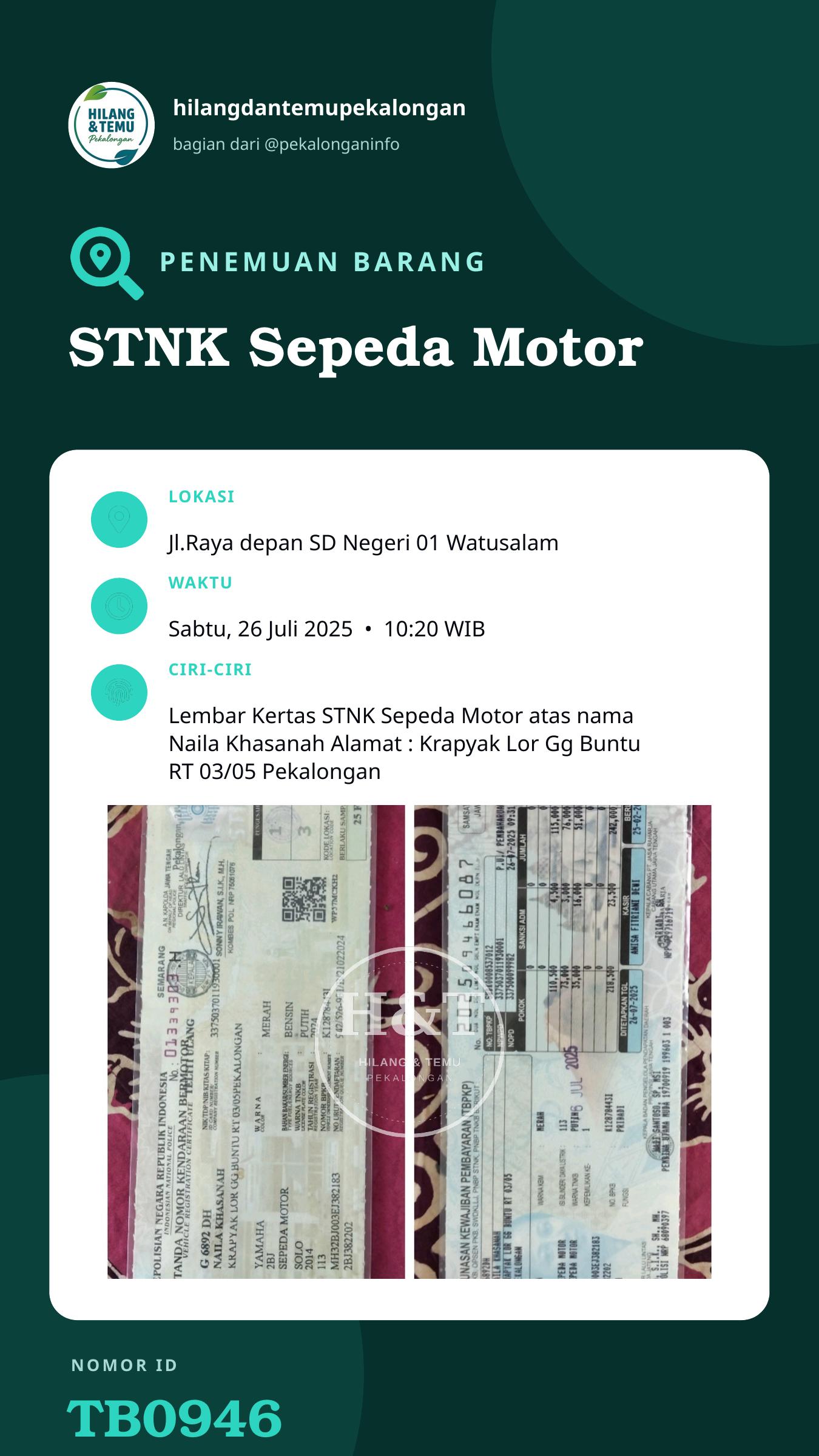 Story 9:16 laporan STNK Sepeda Motor