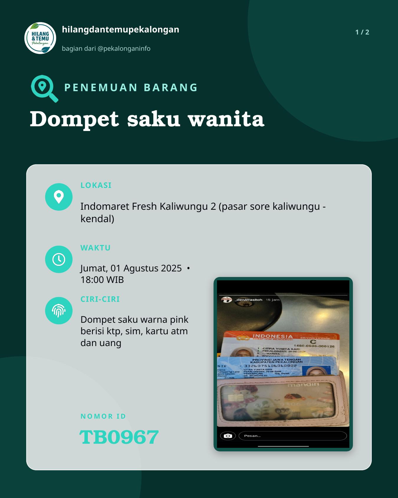 Slide 1 laporan Dompet saku wanita