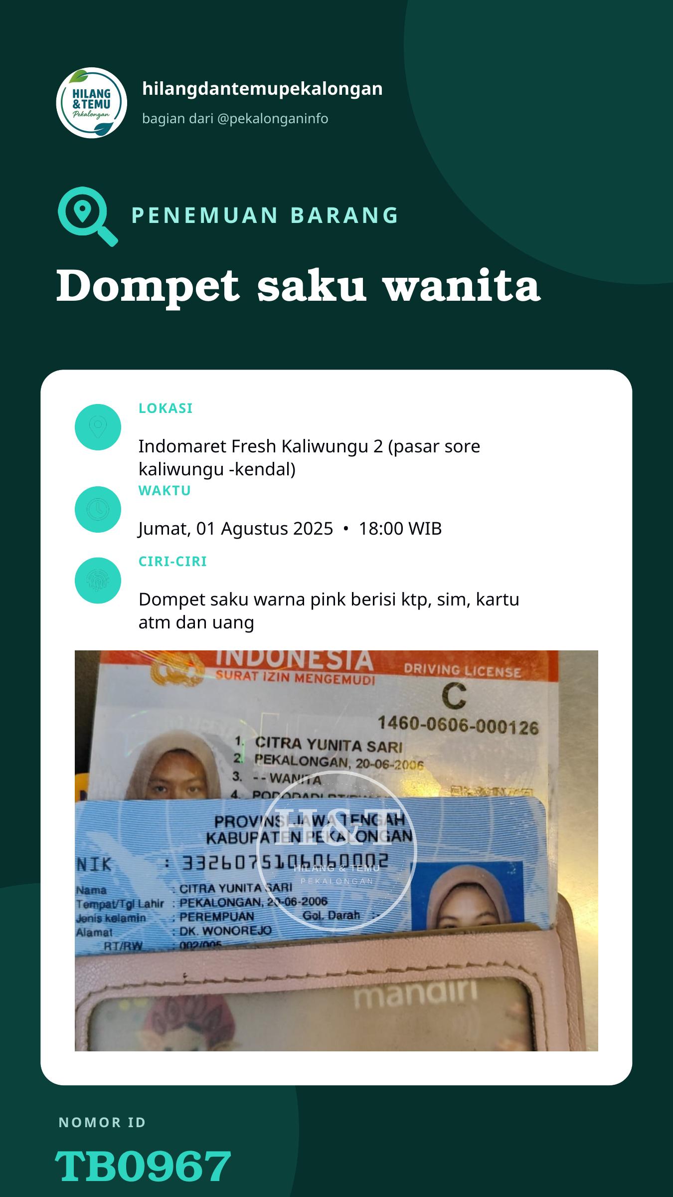 Story 9:16 laporan Dompet saku wanita